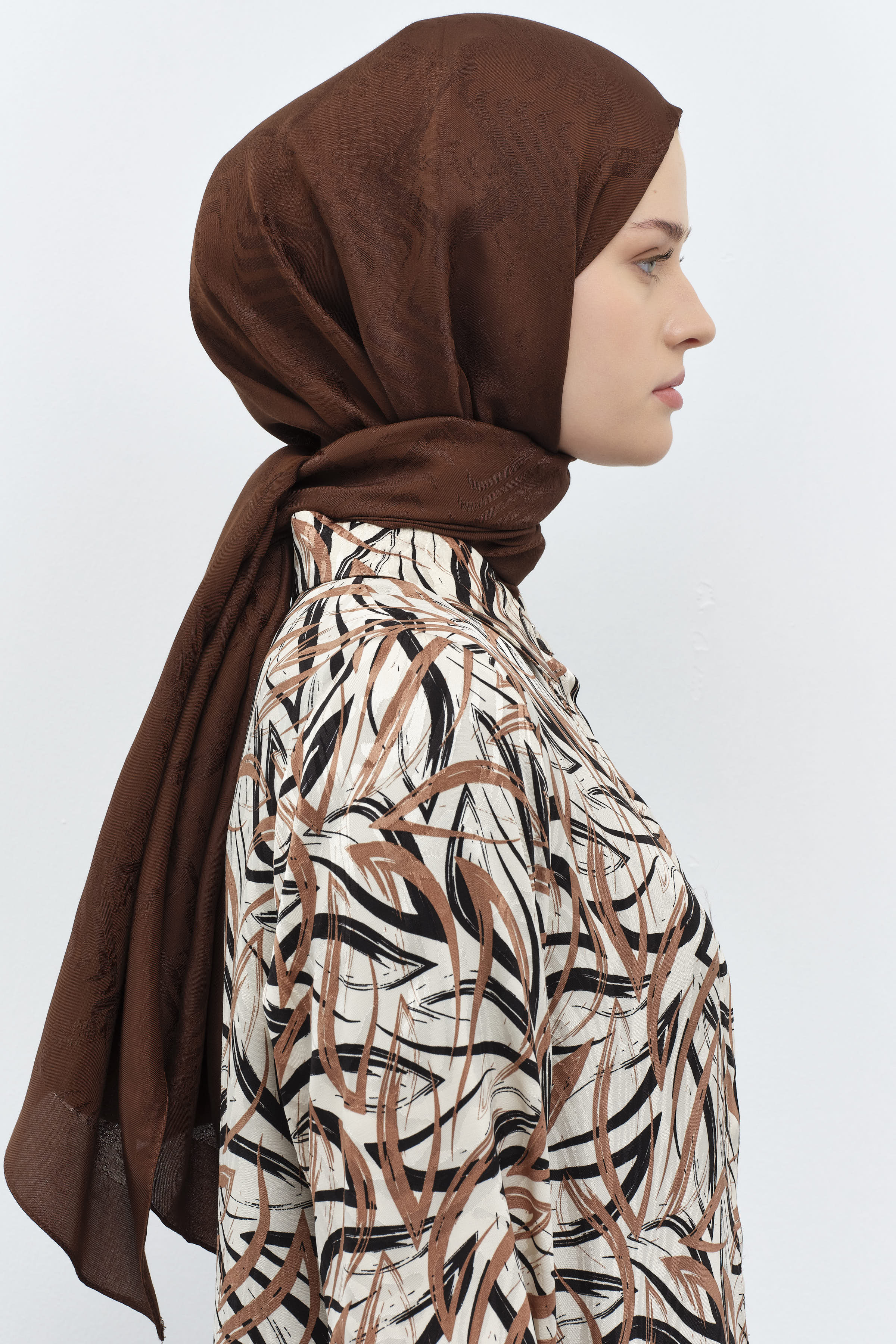 Dalga Desenli Şal - Kahve TUGBA