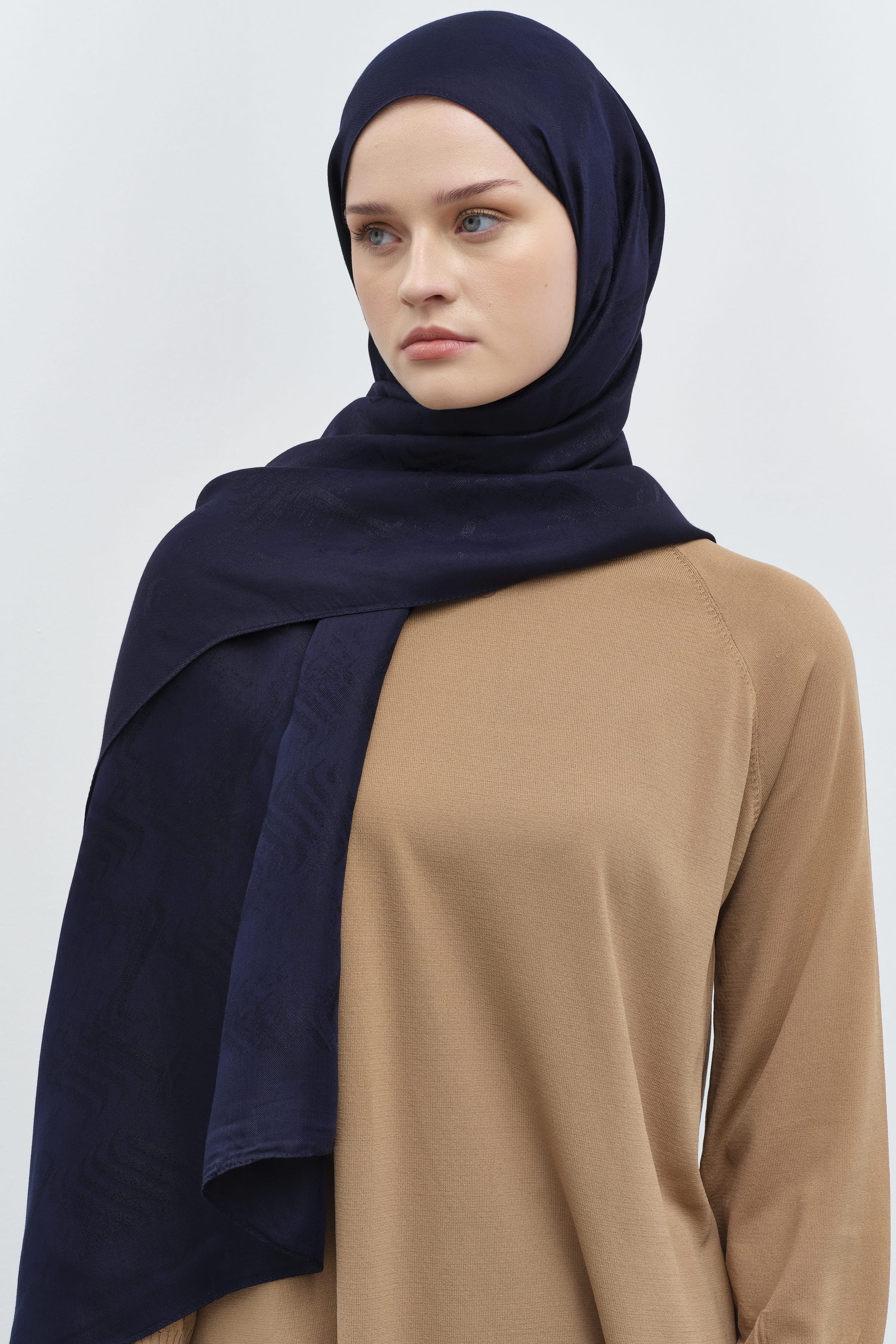 Dalga Desenli Şal - Lacivert TUGBA