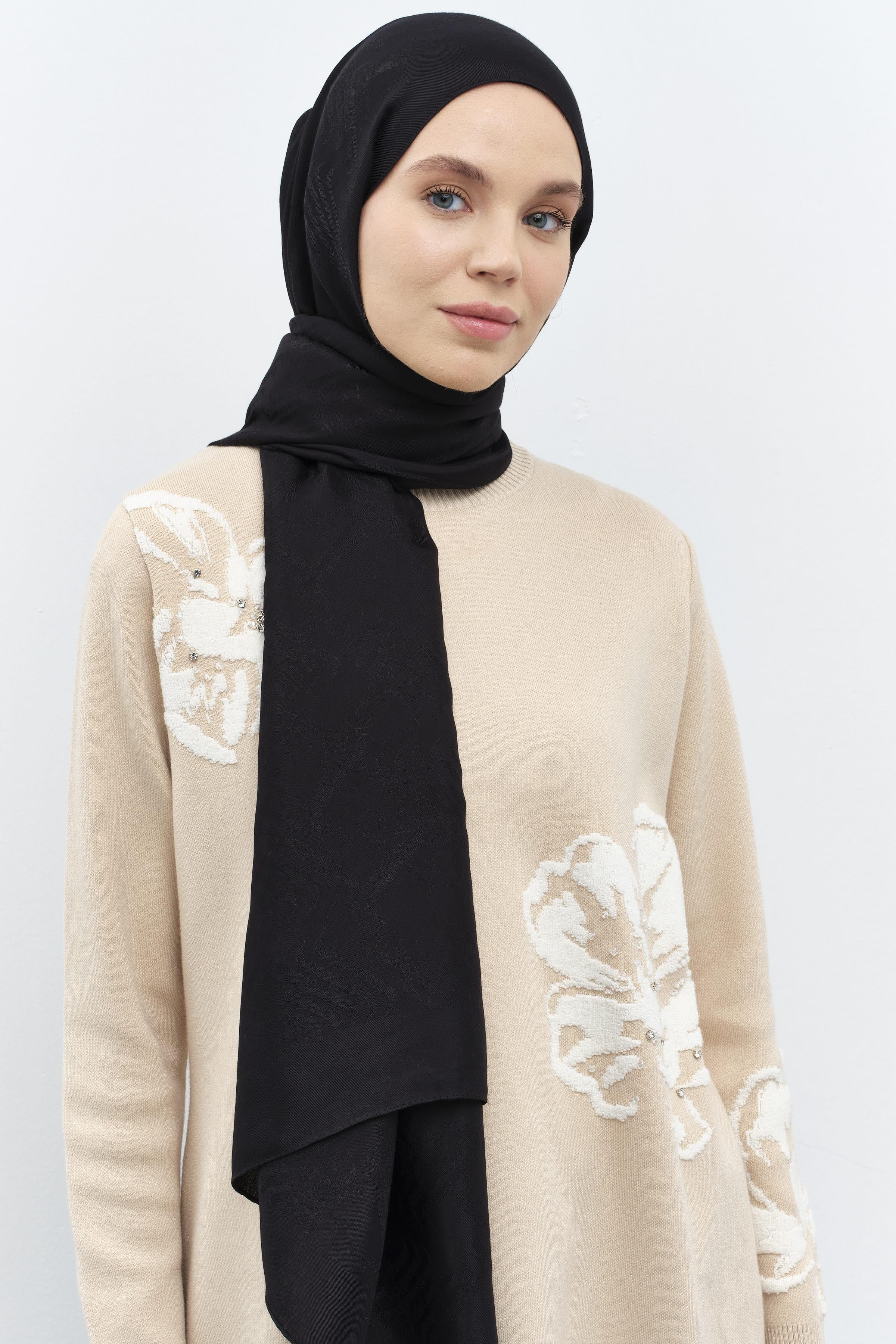 Dalga Desenli Şal - Siyah TUGBA