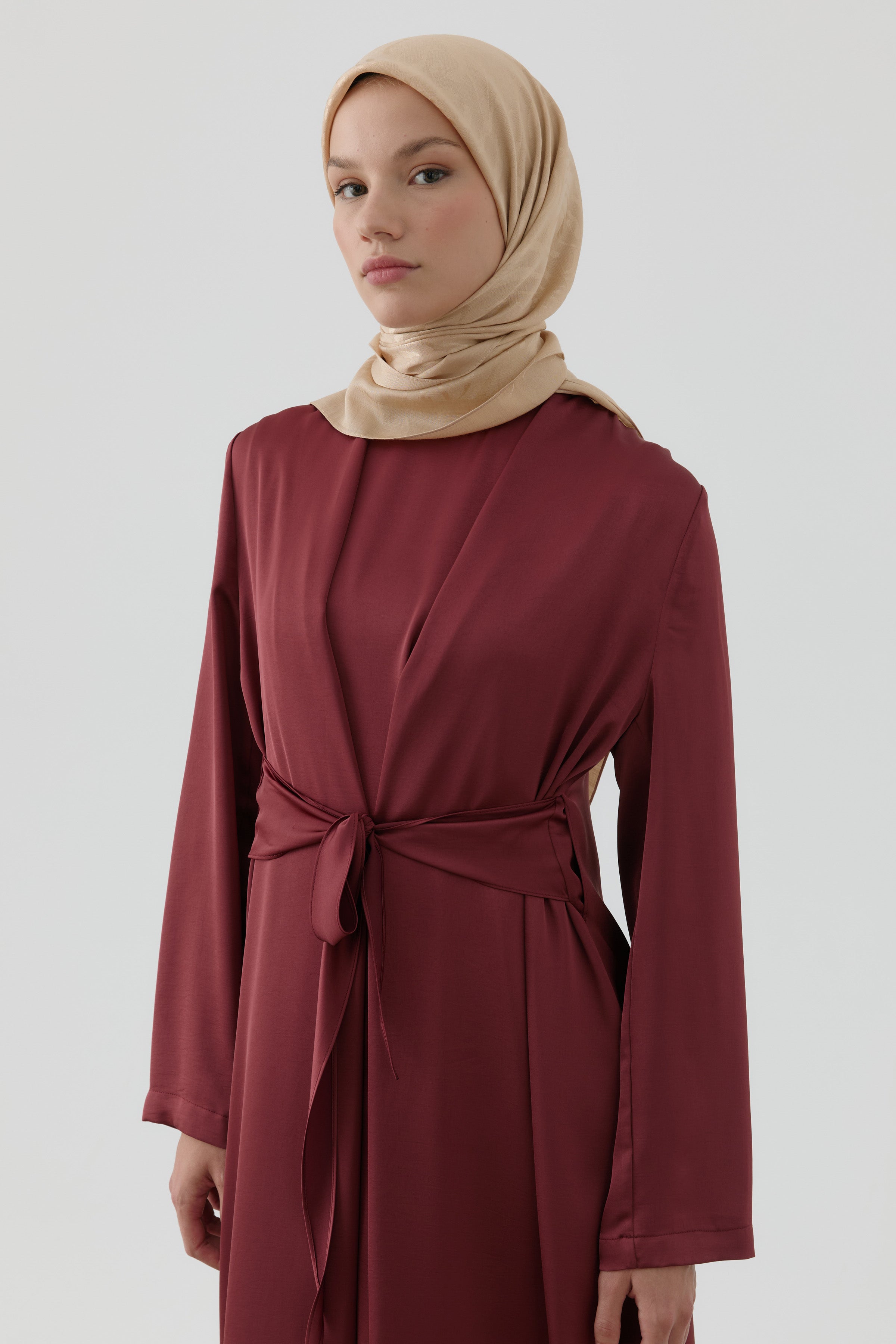 Dalgalı Nida Naturel Eşarp - Bej TUGBA