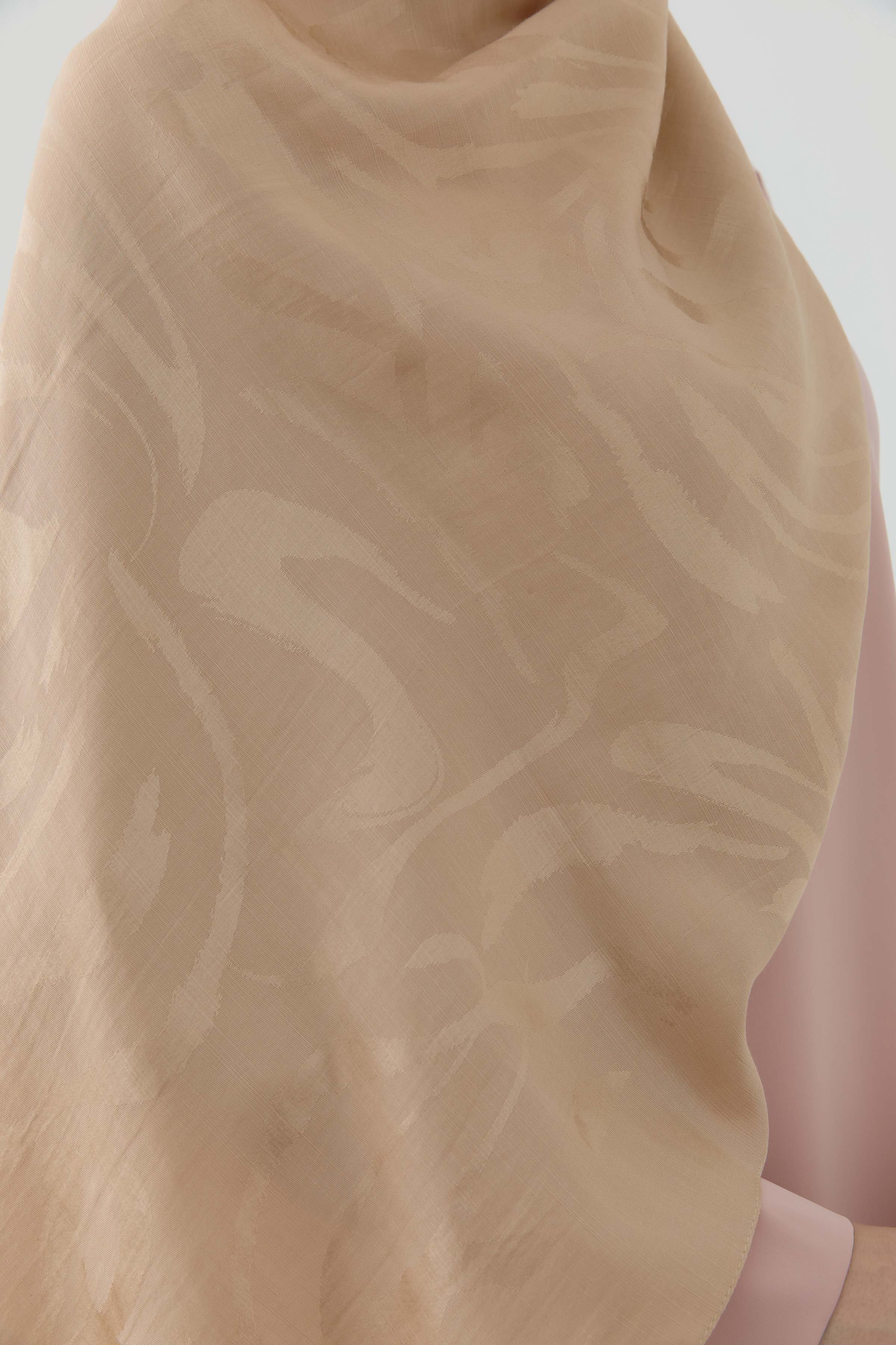 Dalgalı Nida Naturel Şal - Bej TUGBA