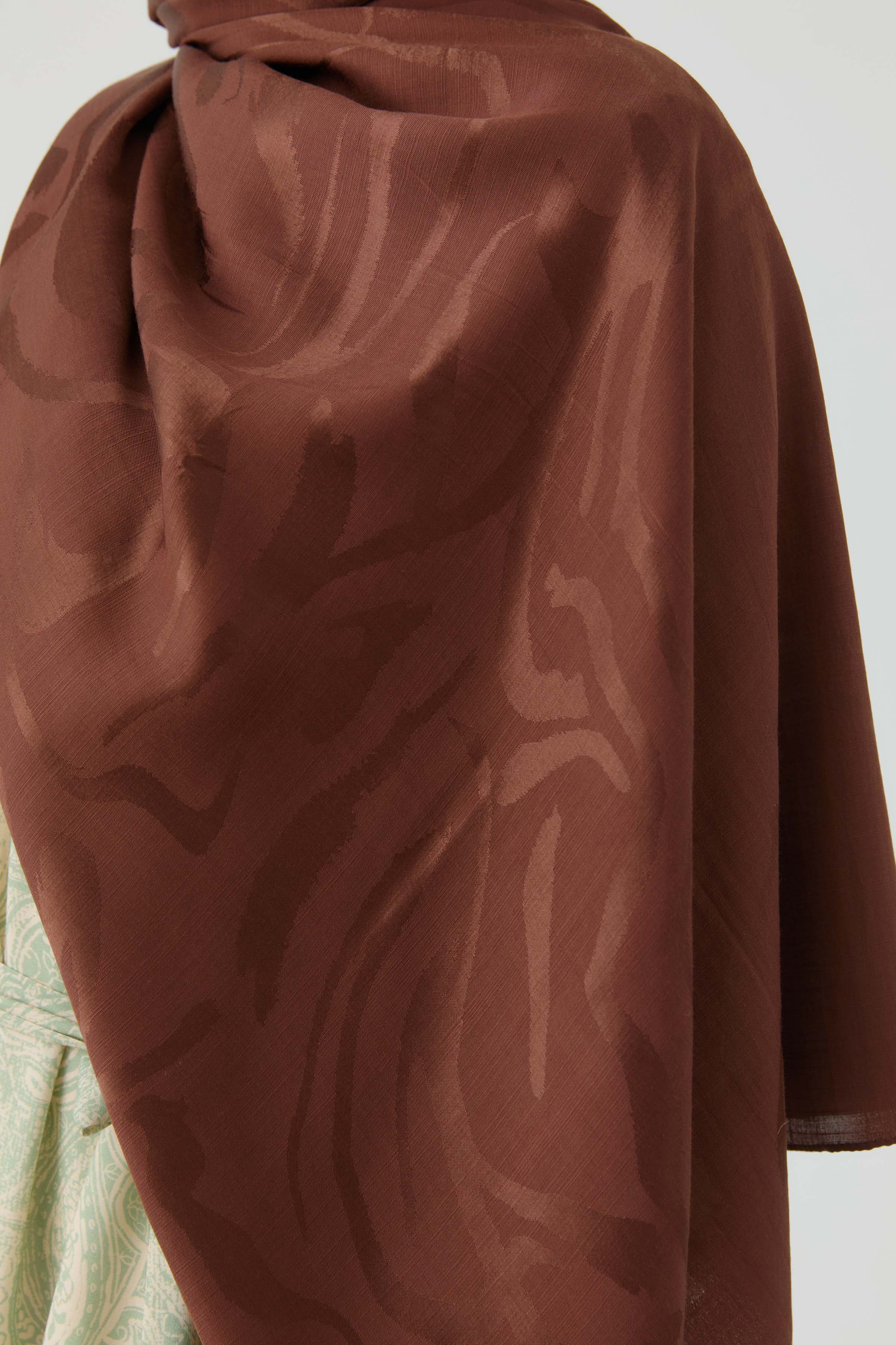 Dalgalı Nida Naturel Şal - Kahve TUGBA