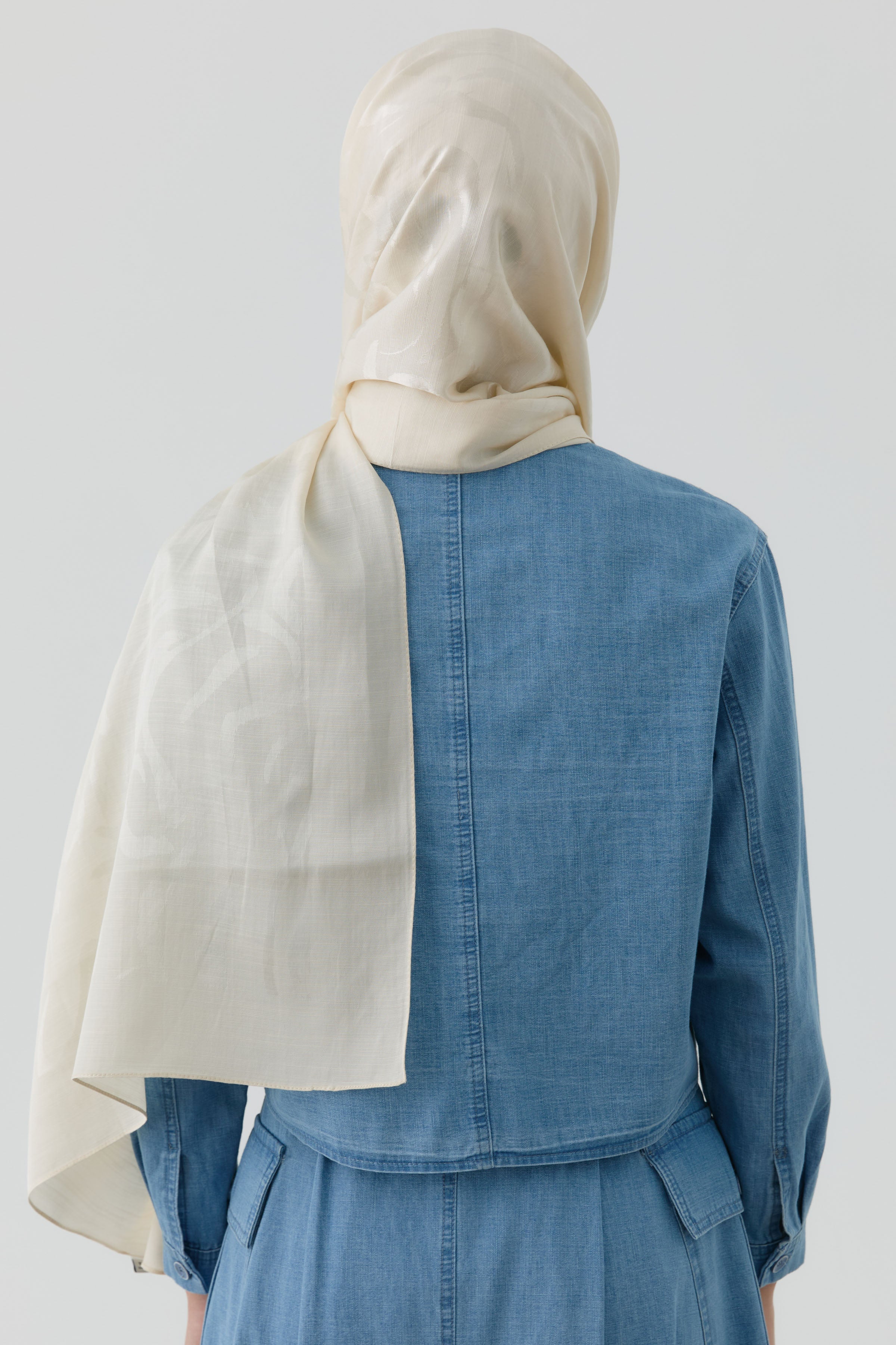 Dalgalı Nida Naturel Şal - Krem TUGBA