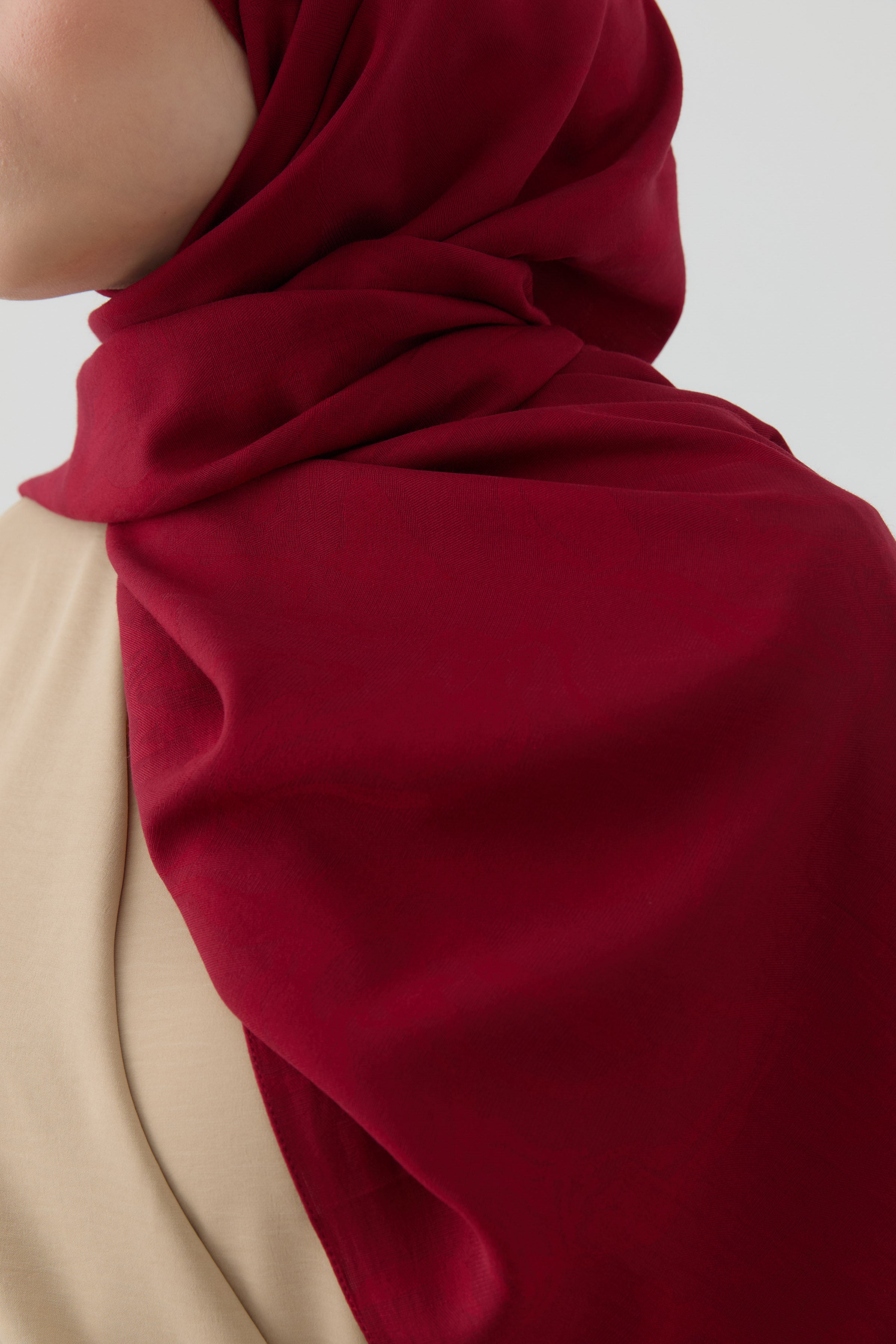 Dalgasal Desen Pamuk Şal - Bordo TUGBA