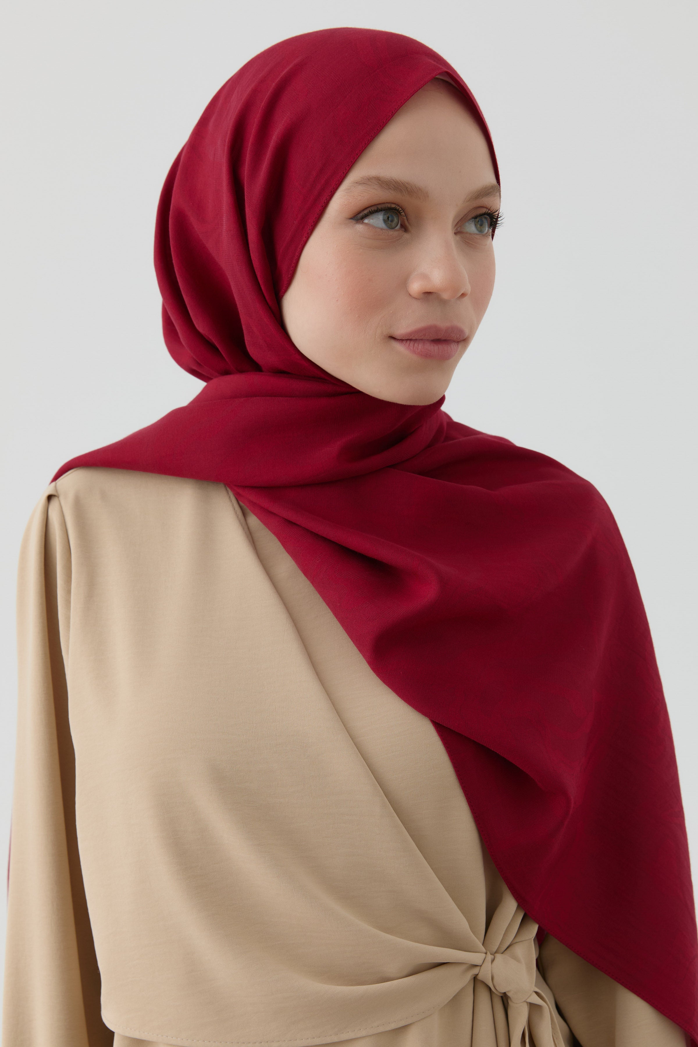 Dalgasal Desen Pamuk Şal - Bordo TUGBA