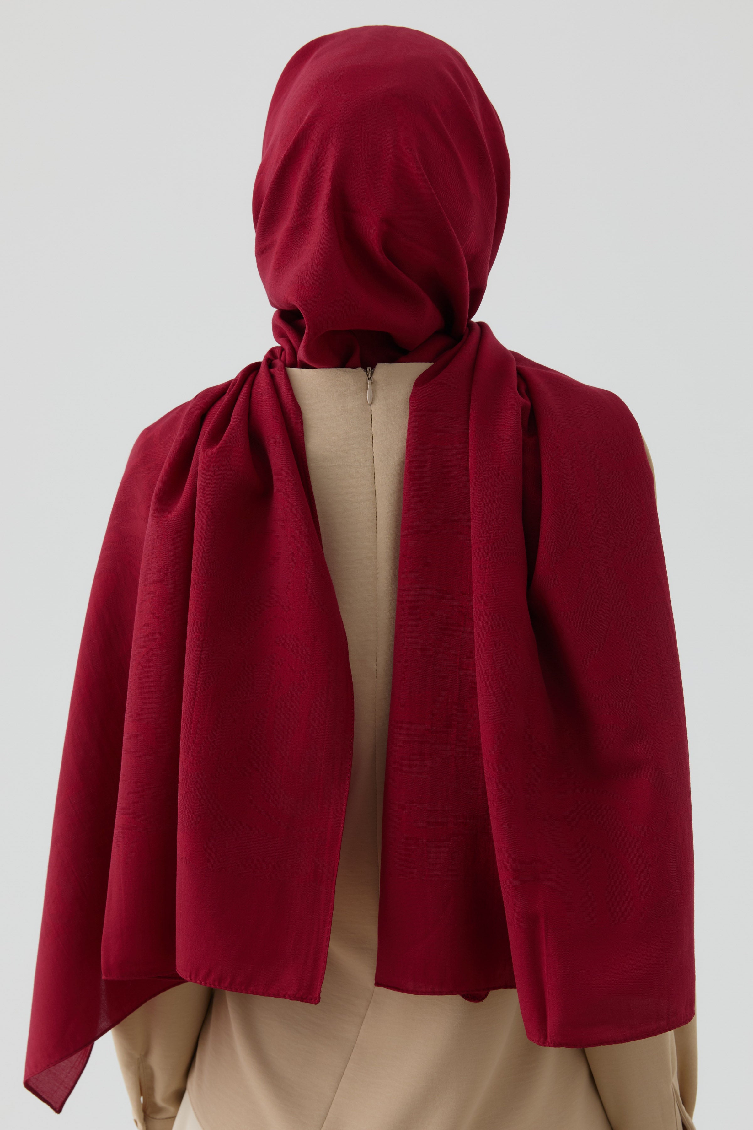 Dalgasal Desen Pamuk Şal - Bordo TUGBA