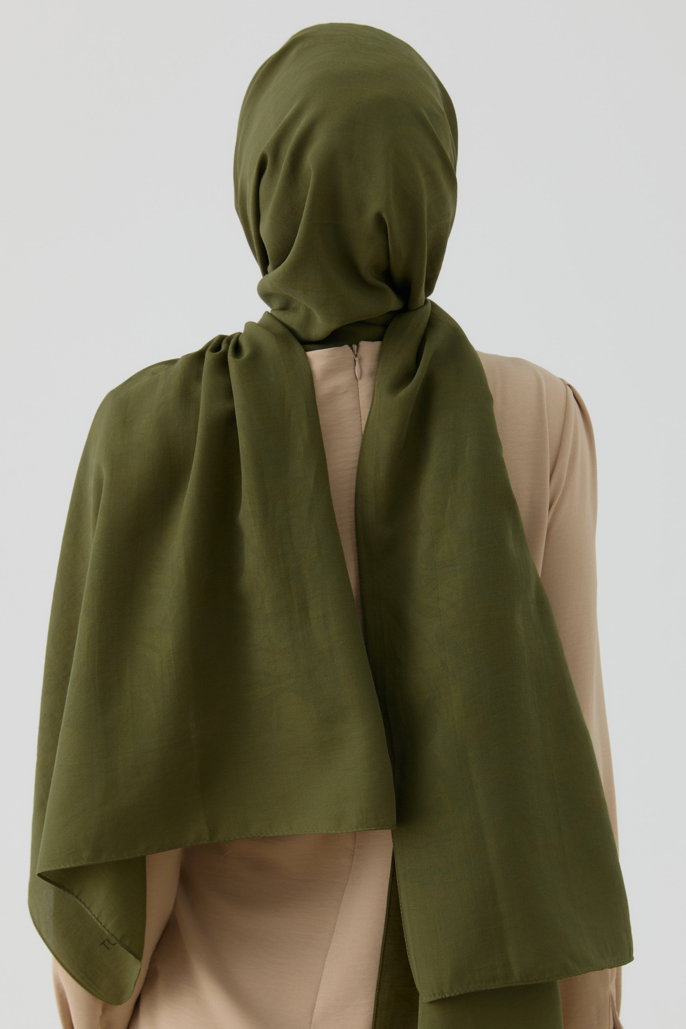 Dalgasal Desen Pamuk Şal - Haki TUGBA