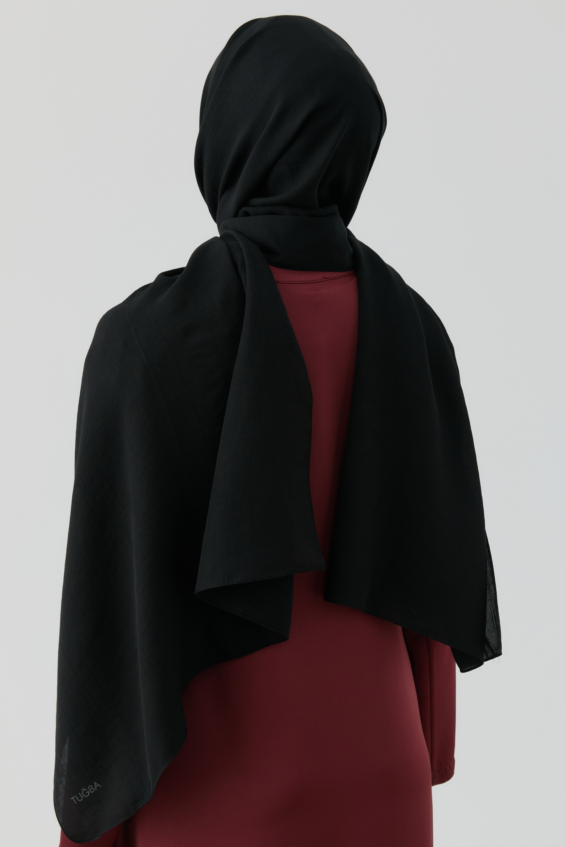 Dalgasal Desen Pamuk Şal - Siyah TUGBA