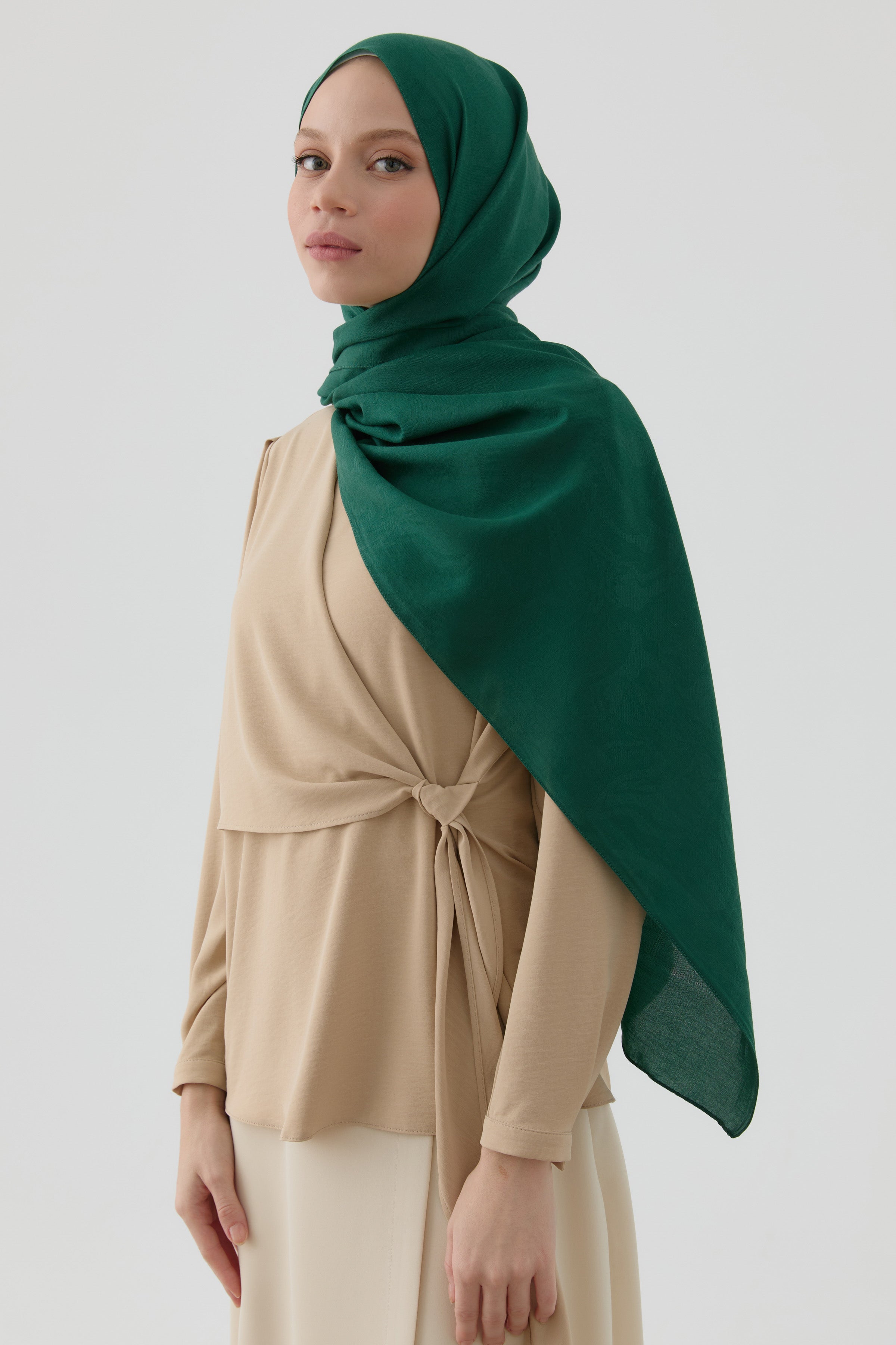 Dalgasal Desen Pamuk Şal - Zümrüt TUGBA