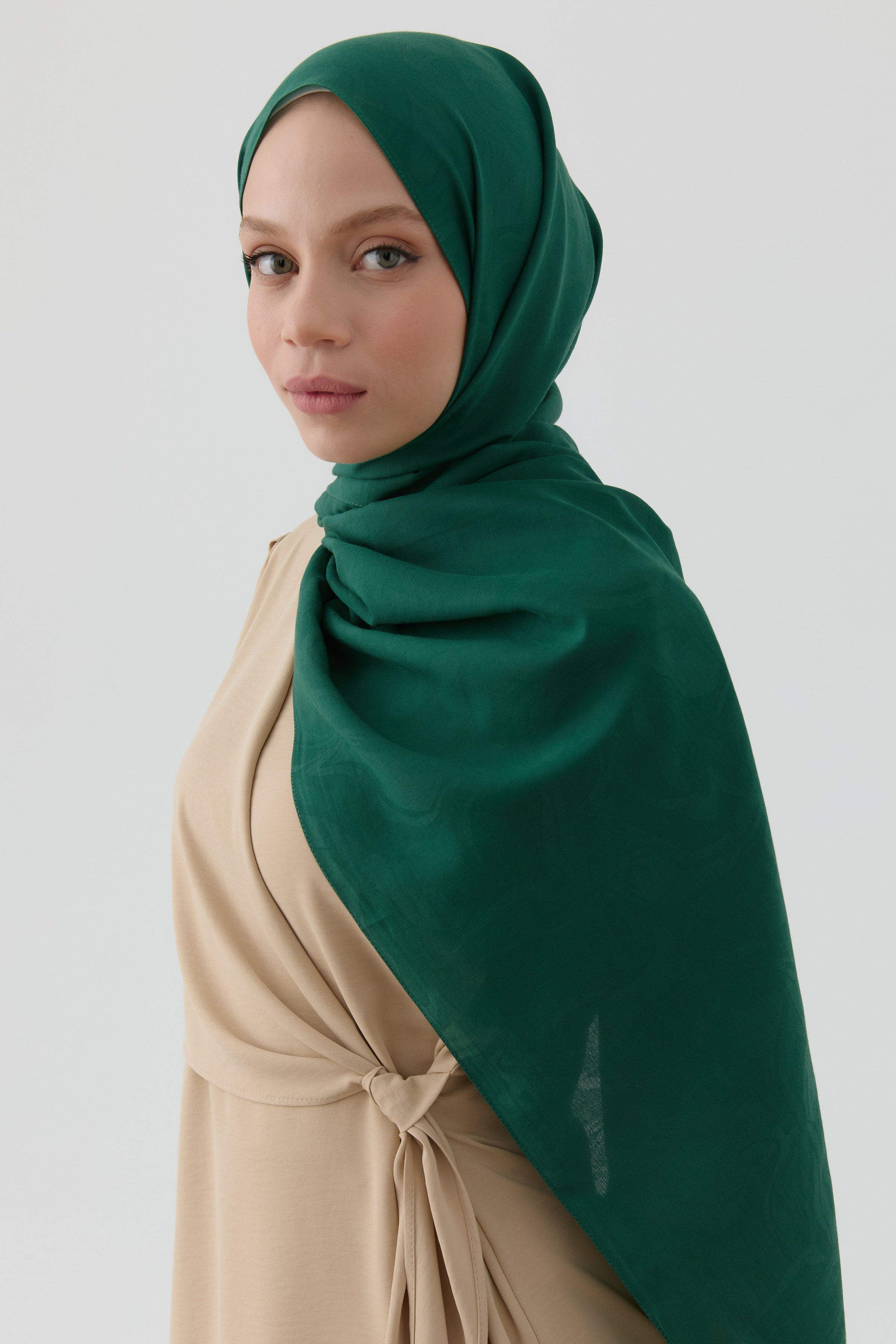 Dalgasal Desen Pamuk Şal - Zümrüt TUGBA