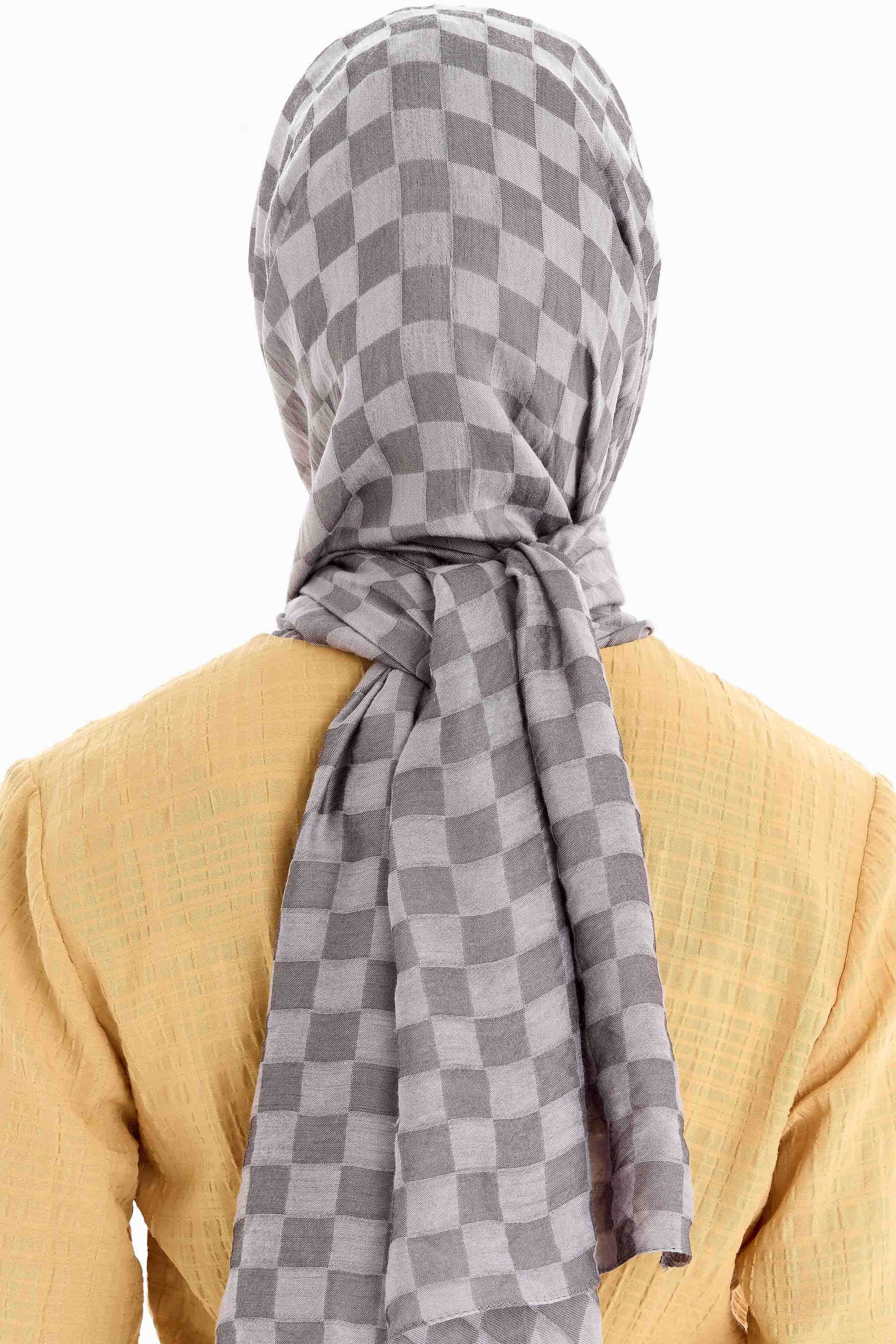 Dama Desen Viskon Şal - Gri TUGBA