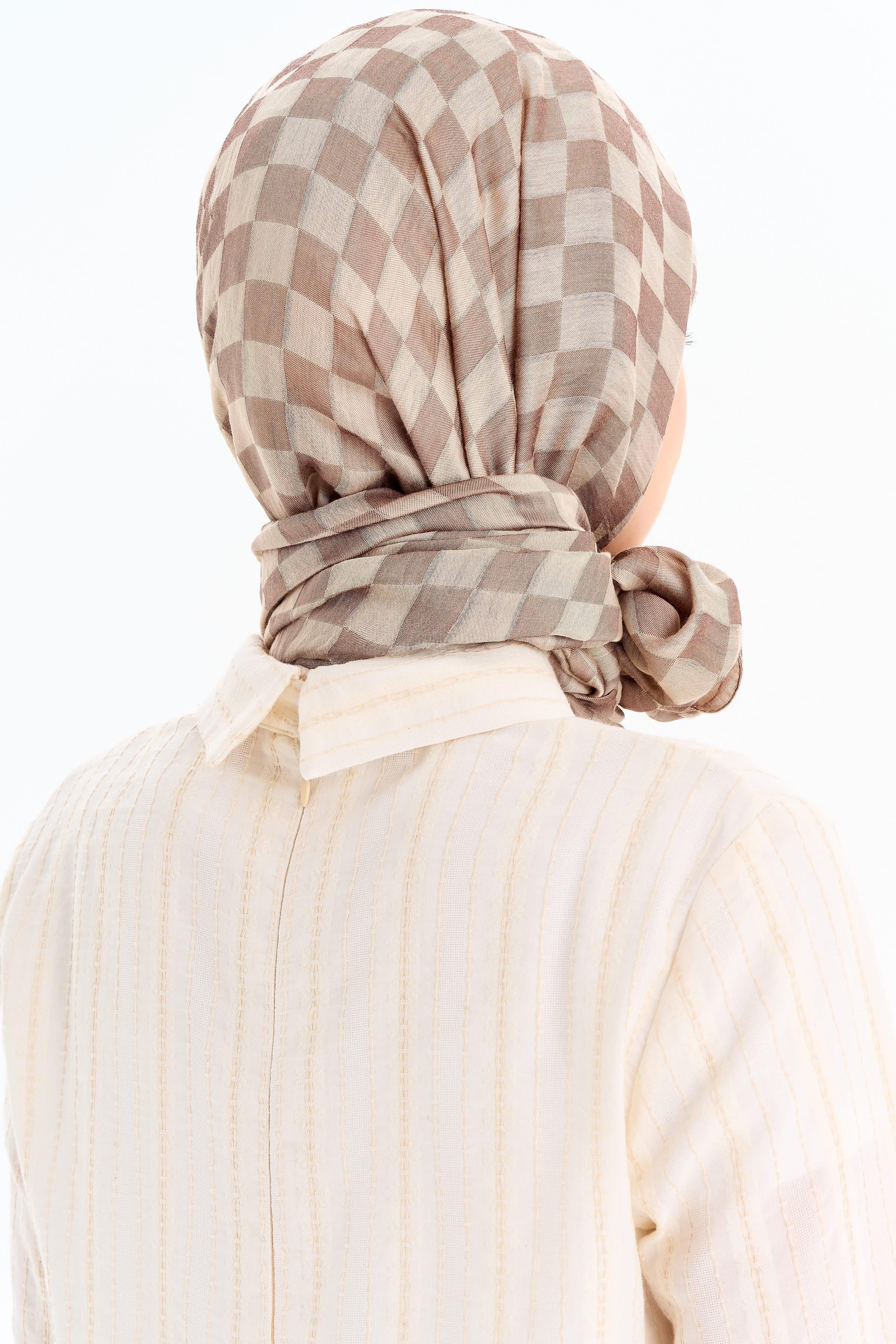 Dama Desen Viskon Şal - Taş TUGBA