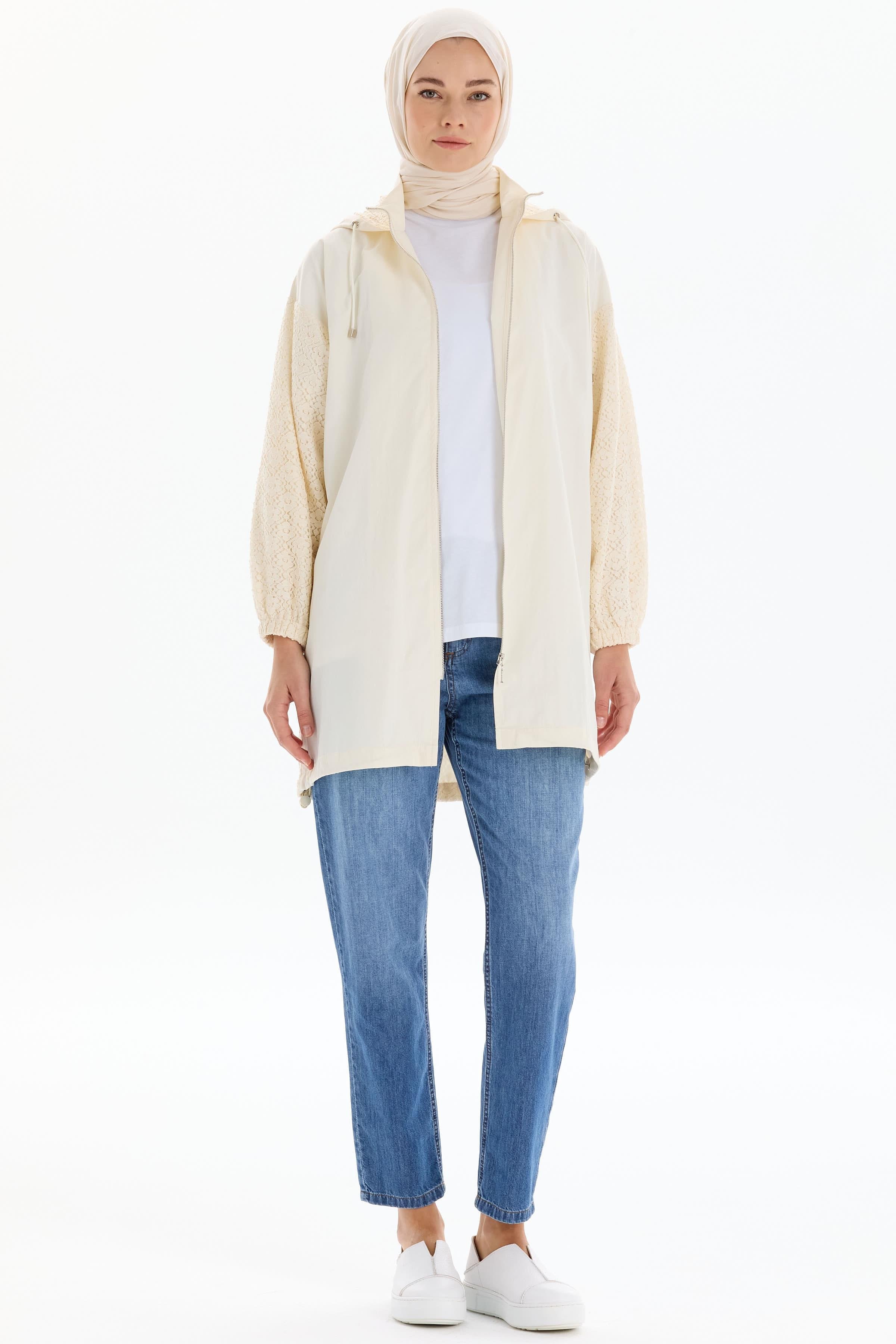 Dantel Garnili Giy-Çık - Ekru TUGBA