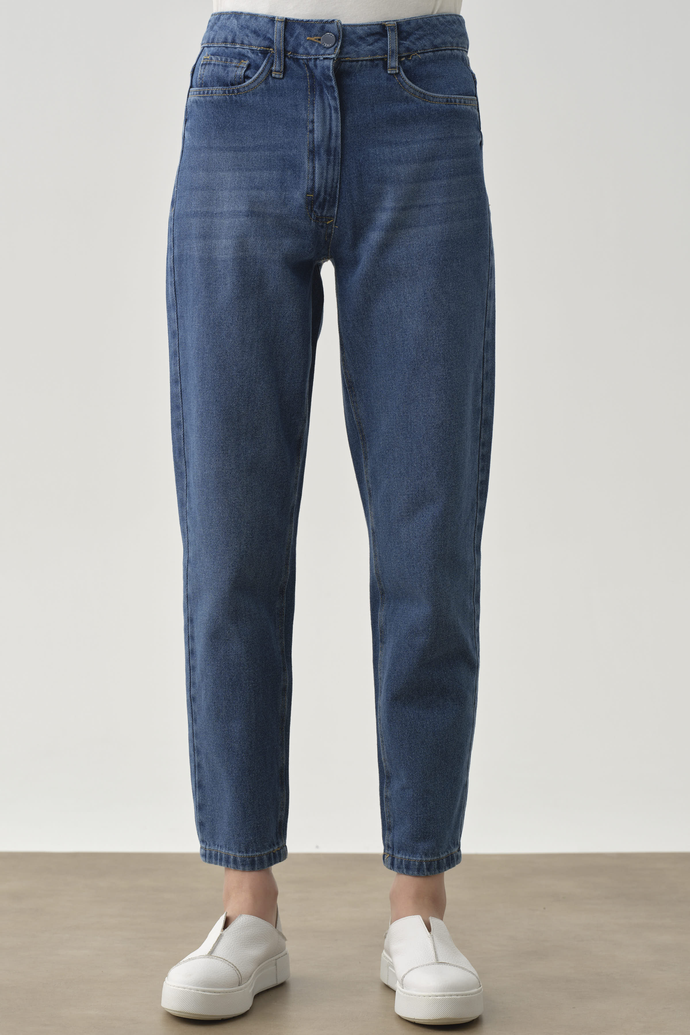 Dar Paça Denim Pantolon - İndigo TUGBA