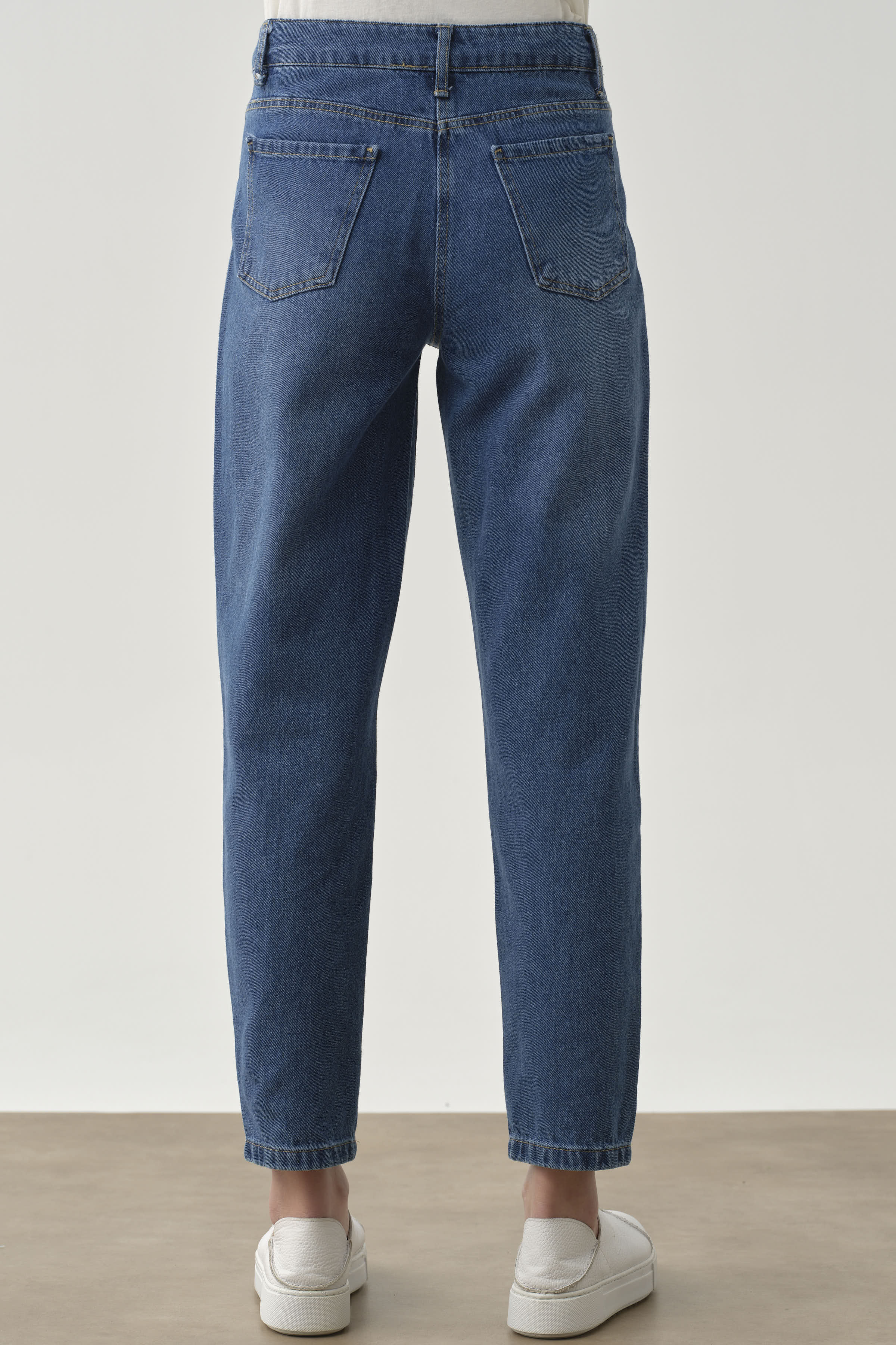 Dar Paça Denim Pantolon - İndigo TUGBA