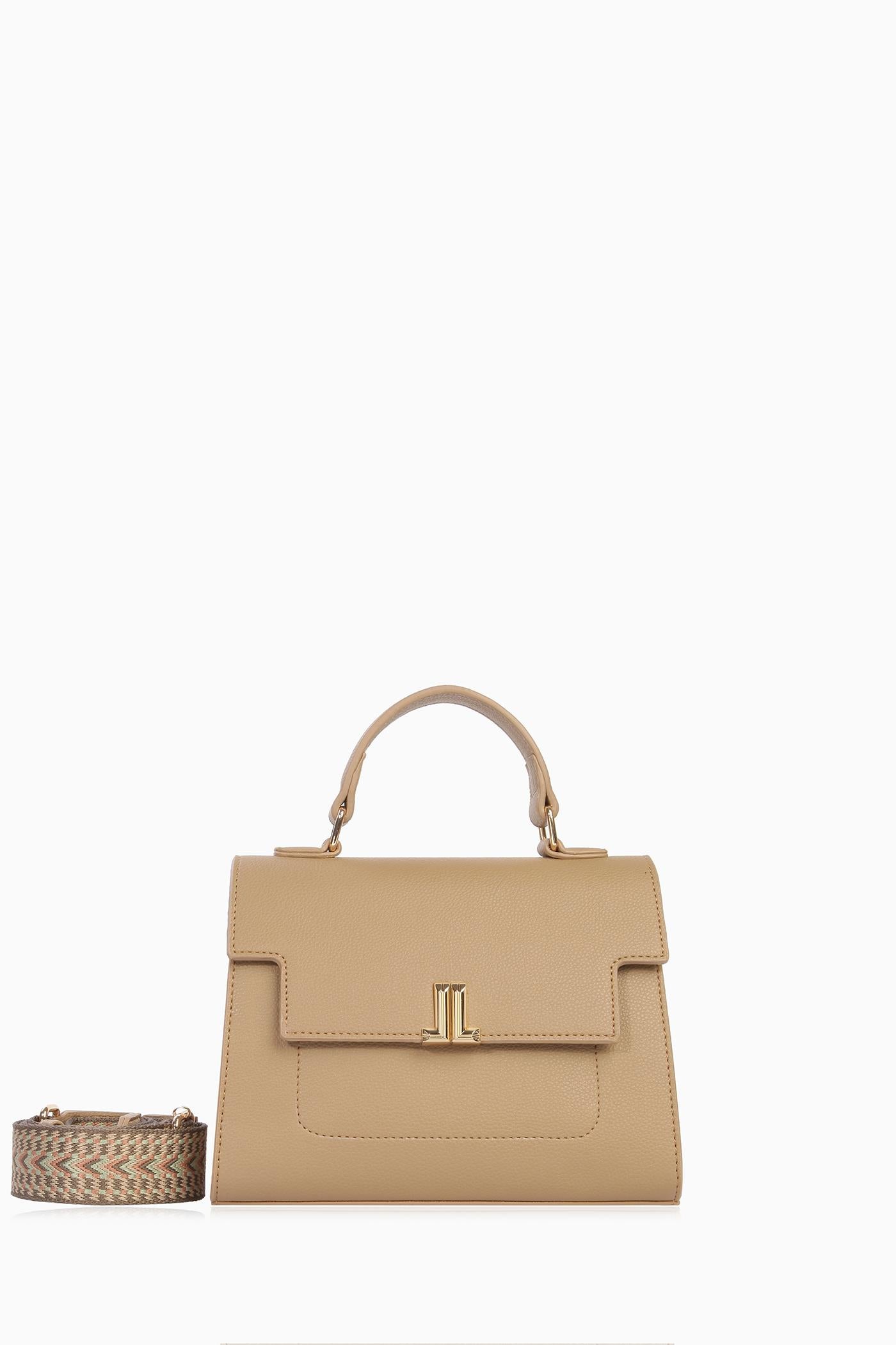 Desenli Askılı Çanta - Vizon TUGBA