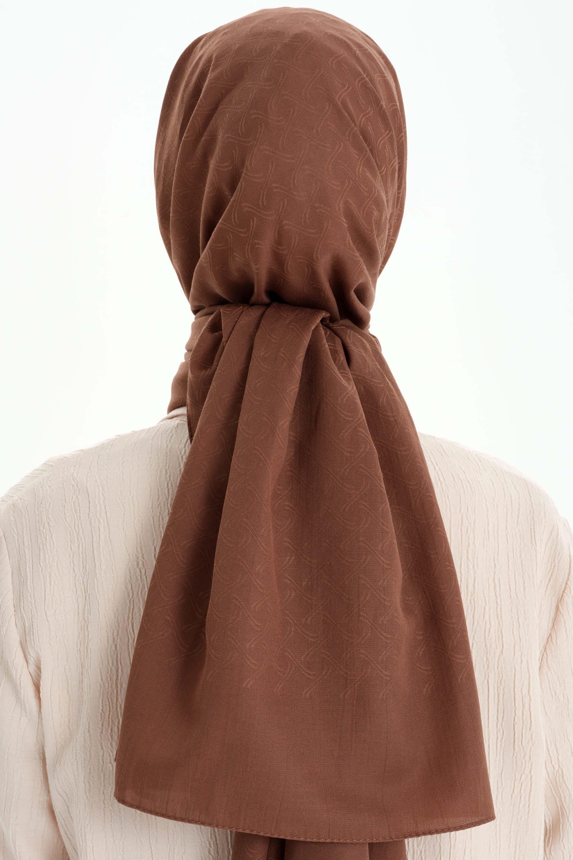 Dairesel Desen Pamuk Şal - Açık Kahve TUGBA