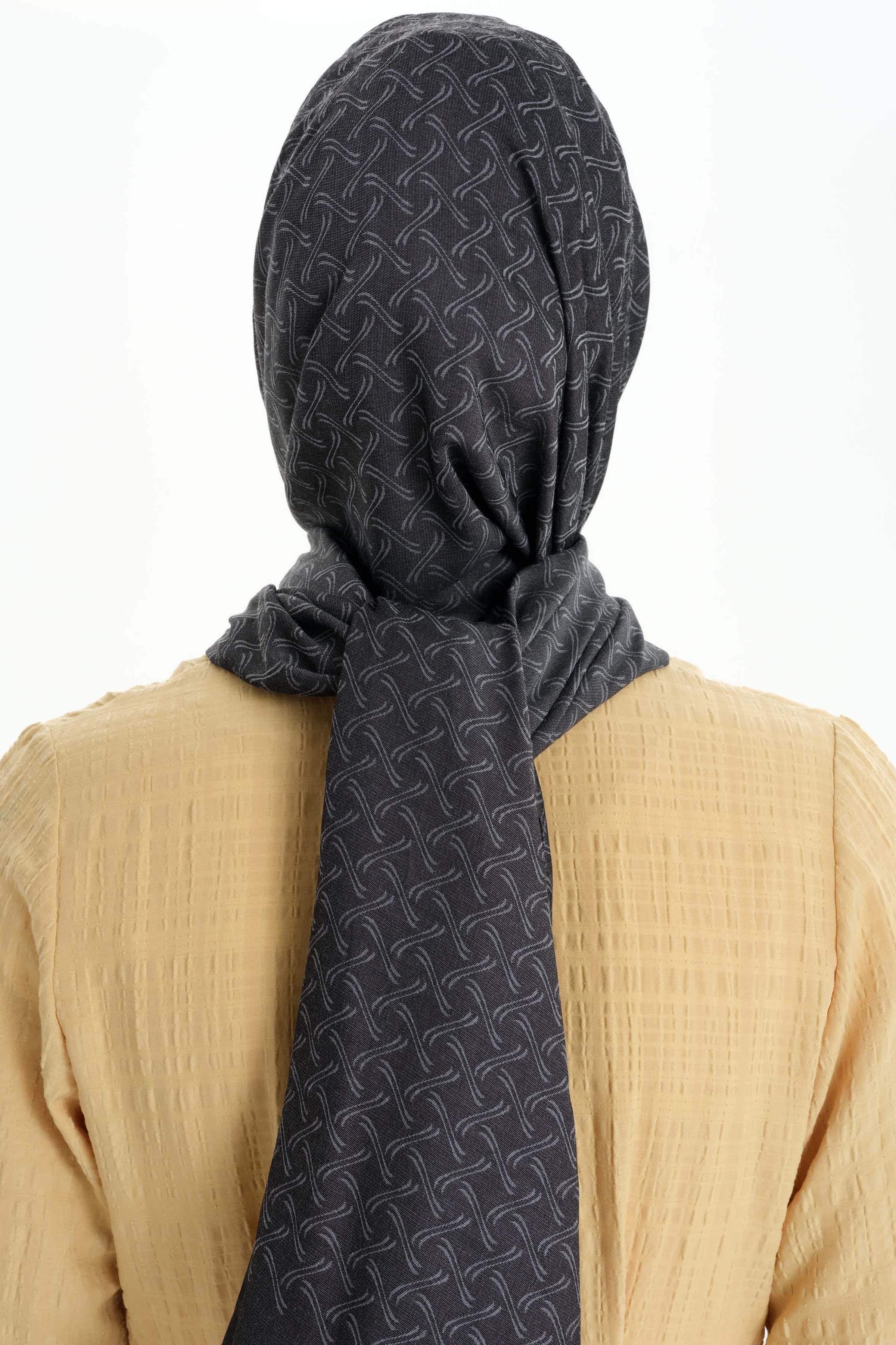 Dairesel Desen Pamuk Şal - Antrasit TUGBA