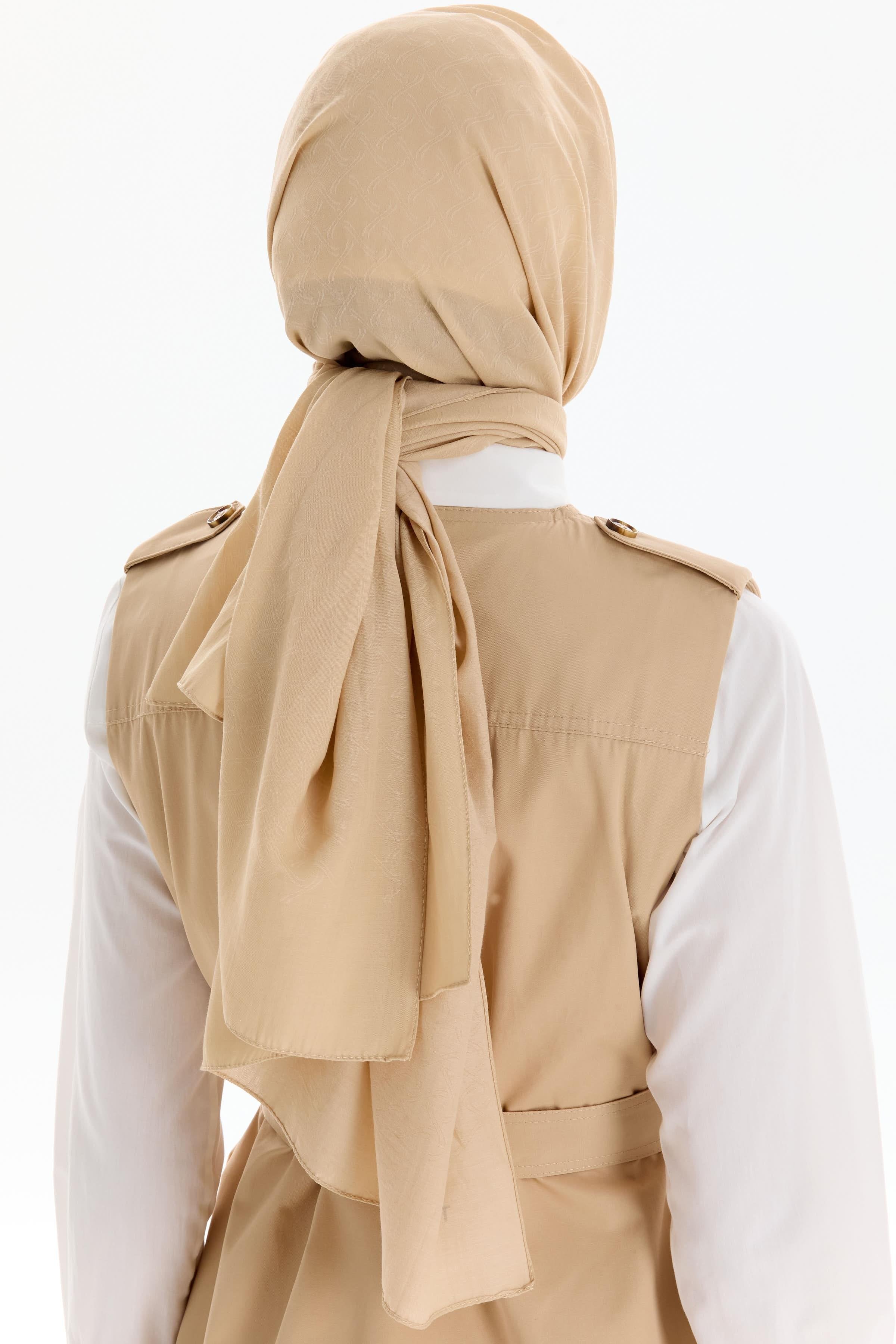 Dairesel Desen Pamuk Şal - Bej TUGBA