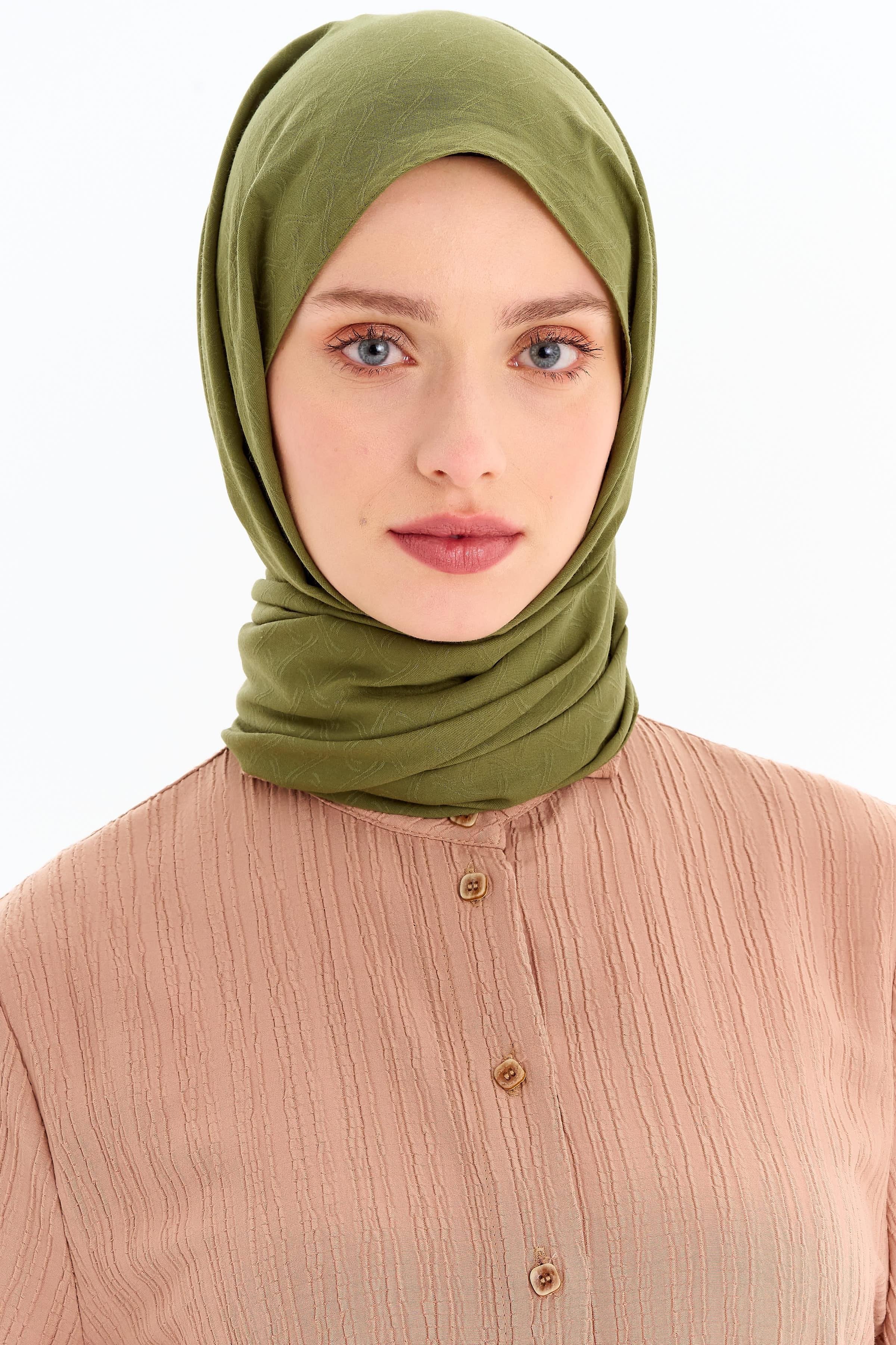 Dairesel Desen Pamuk Şal - Haki TUGBA