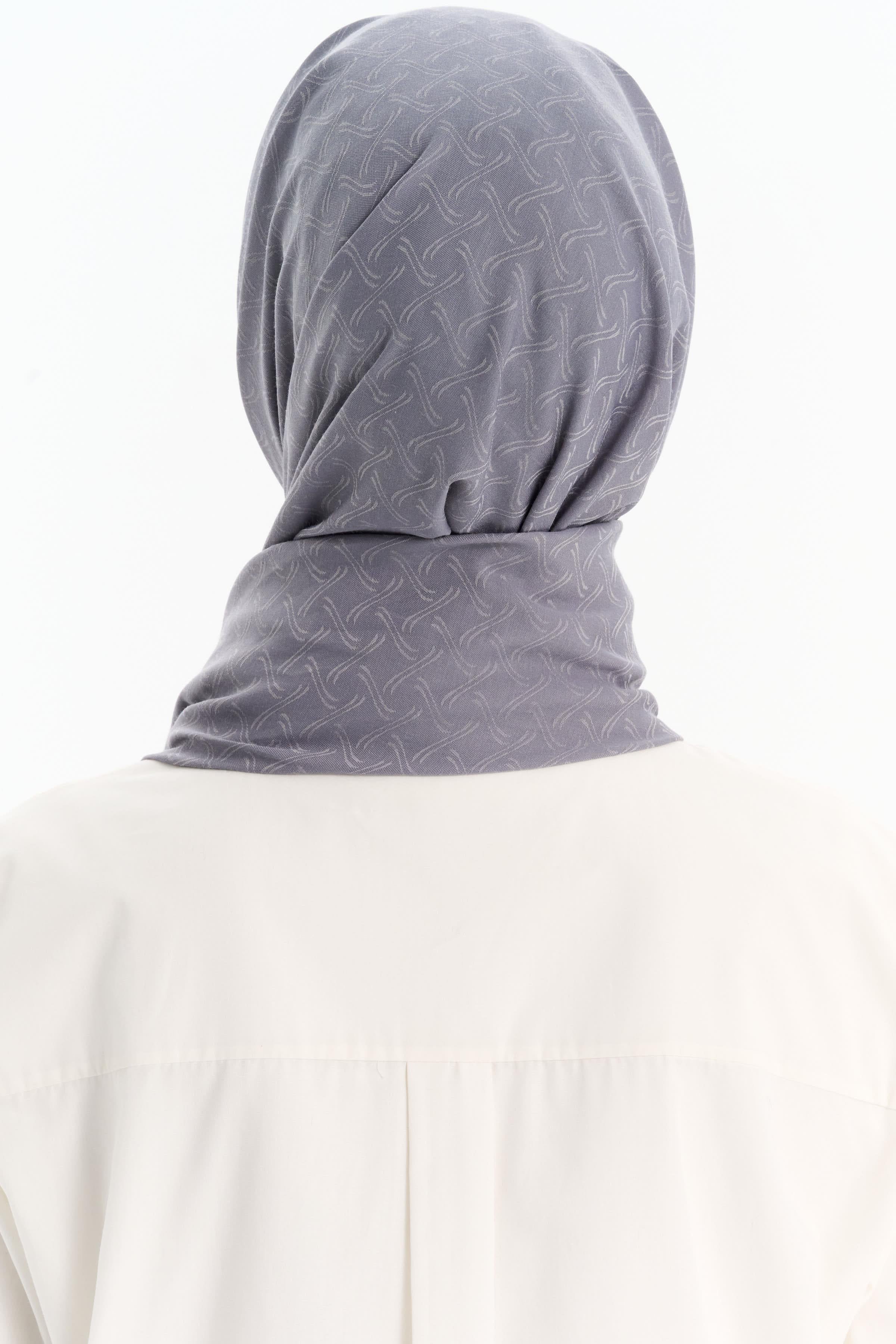 Dairesel Desen Pamuk Şal - Koyu Gri TUGBA