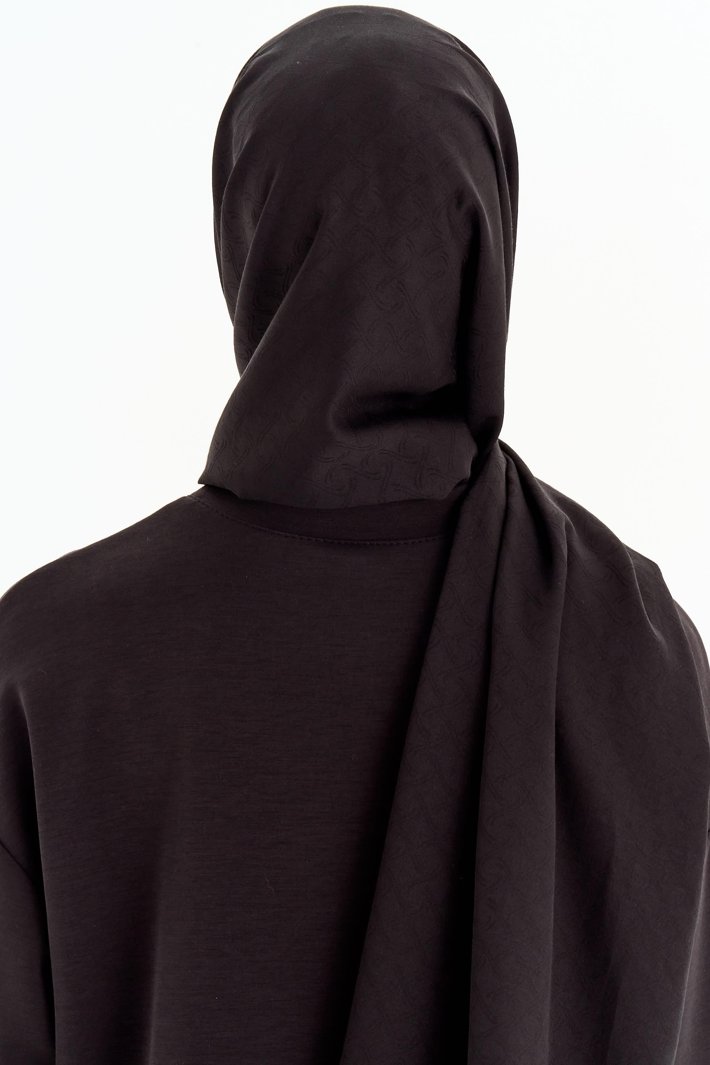 Dairesel Desen Pamuk Şal - Siyah TUGBA