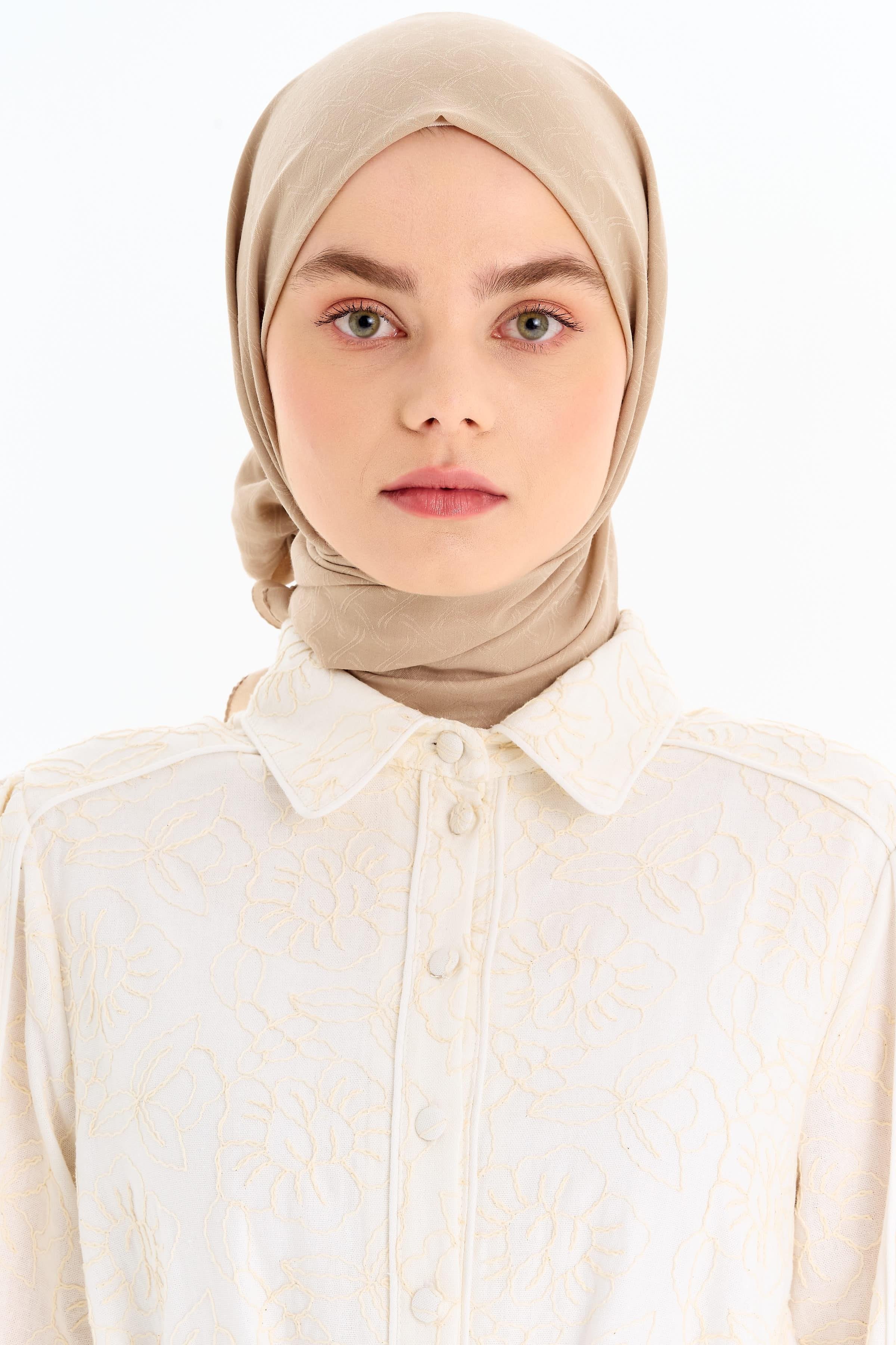 Dairesel Desen Pamuk Şal - Taş TUGBA