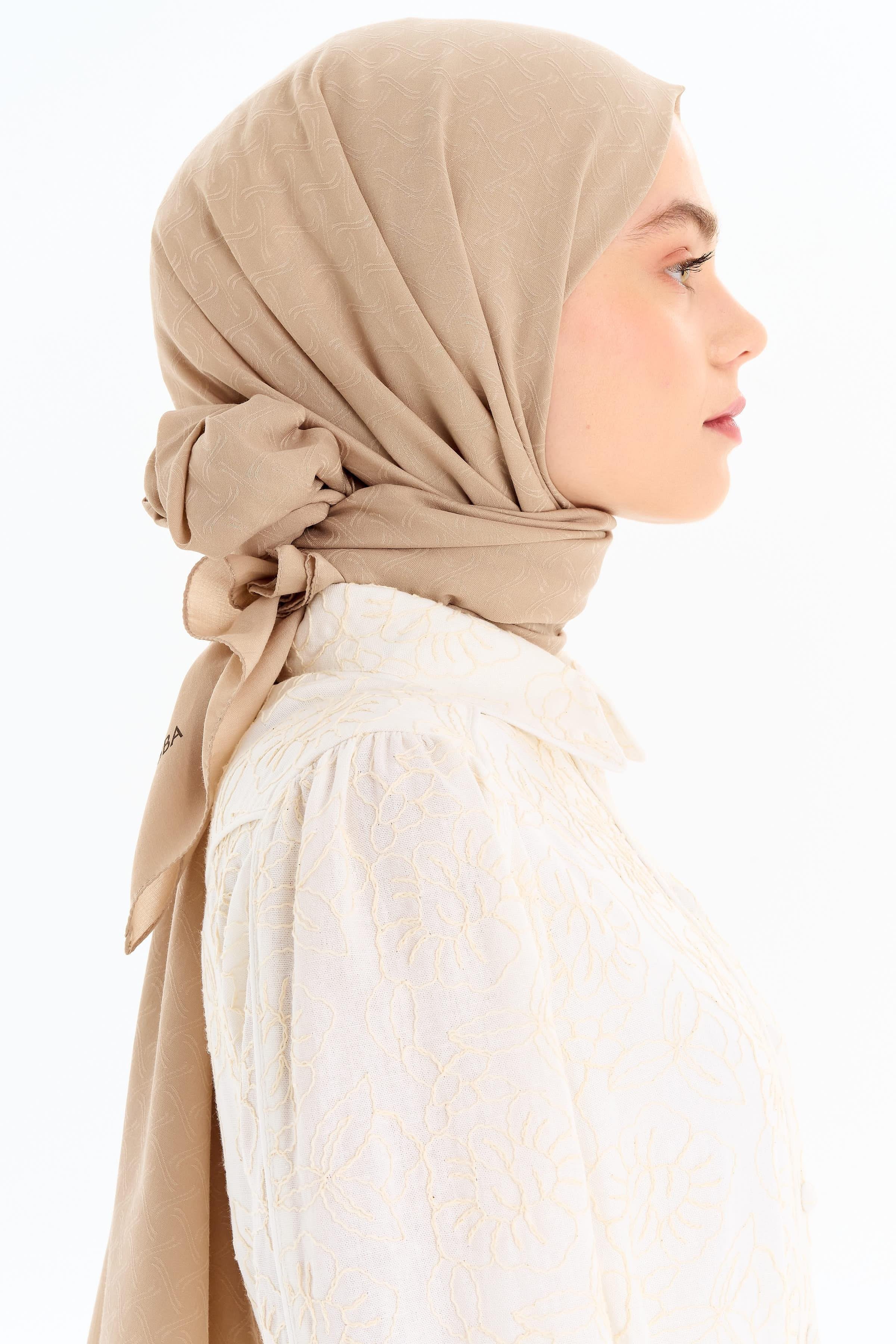 Dairesel Desen Pamuk Şal - Taş TUGBA