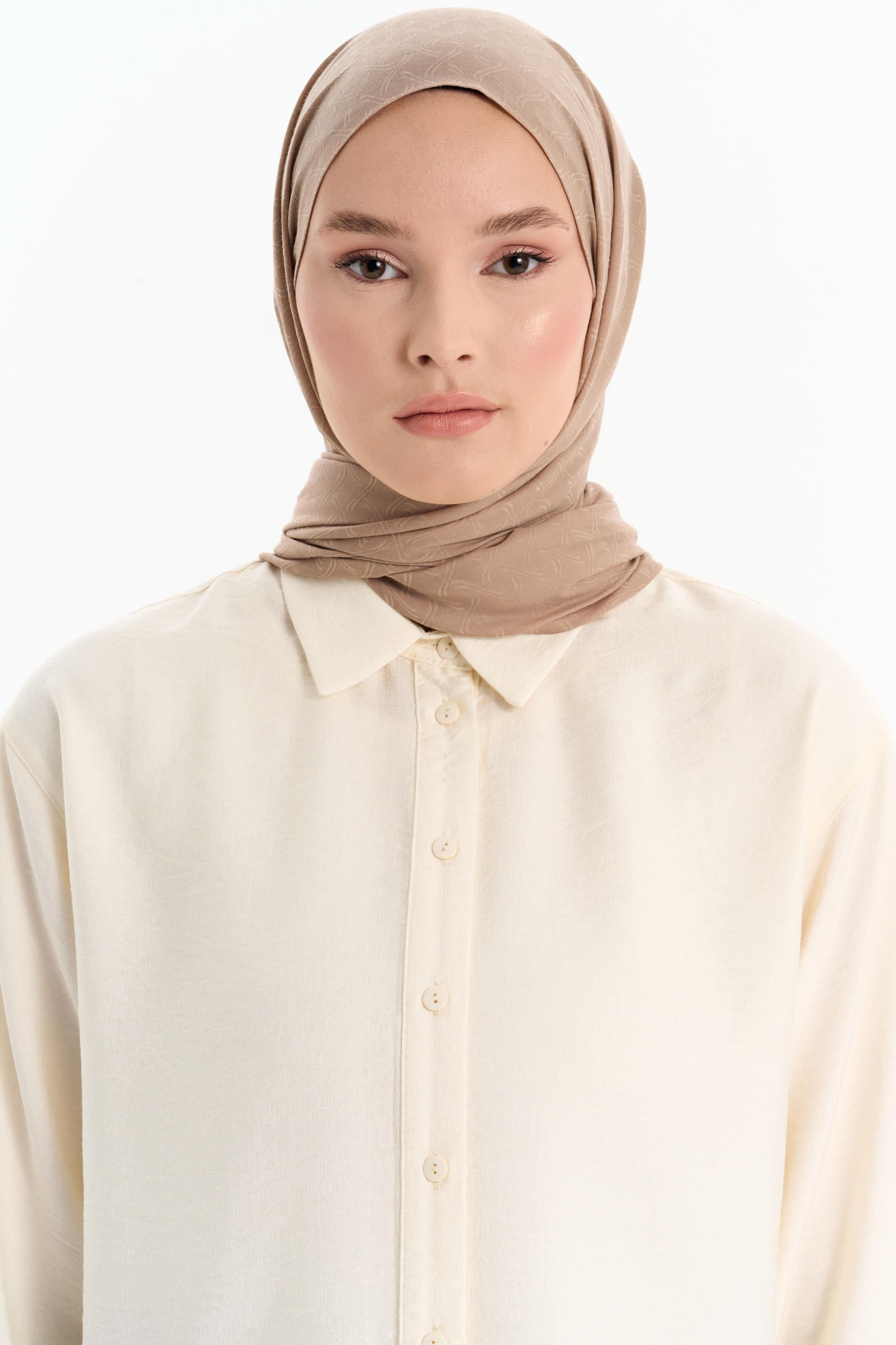 Dairesel Desen Pamuk Şal - Vizon TUGBA