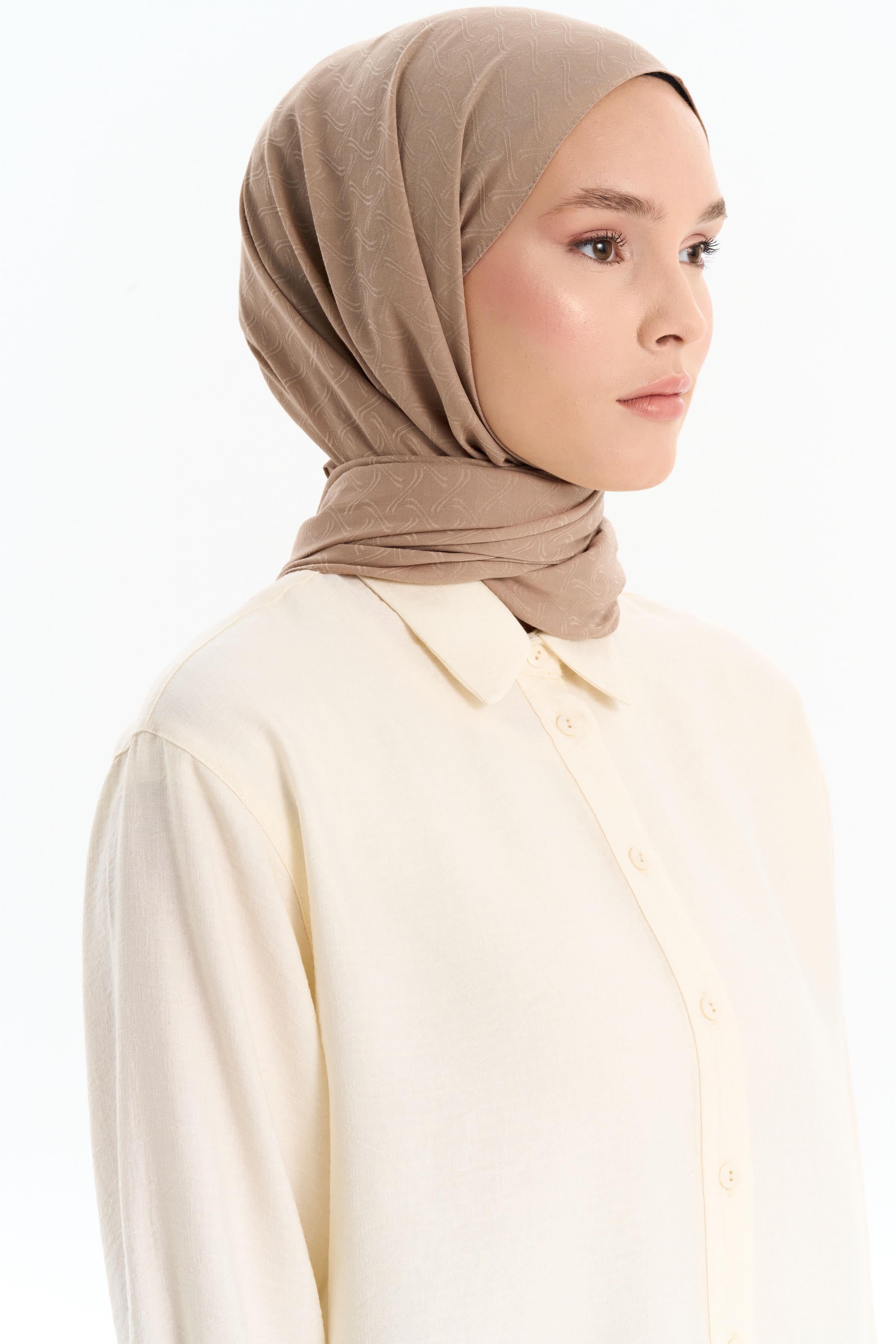 Dairesel Desen Pamuk Şal - Vizon TUGBA