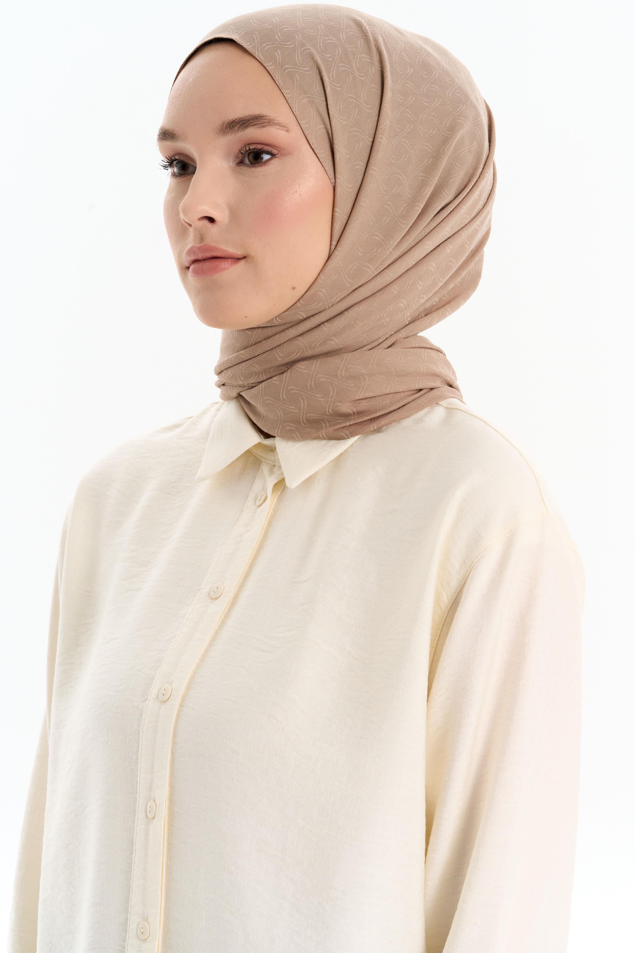 Dairesel Desen Pamuk Şal - Vizon TUGBA