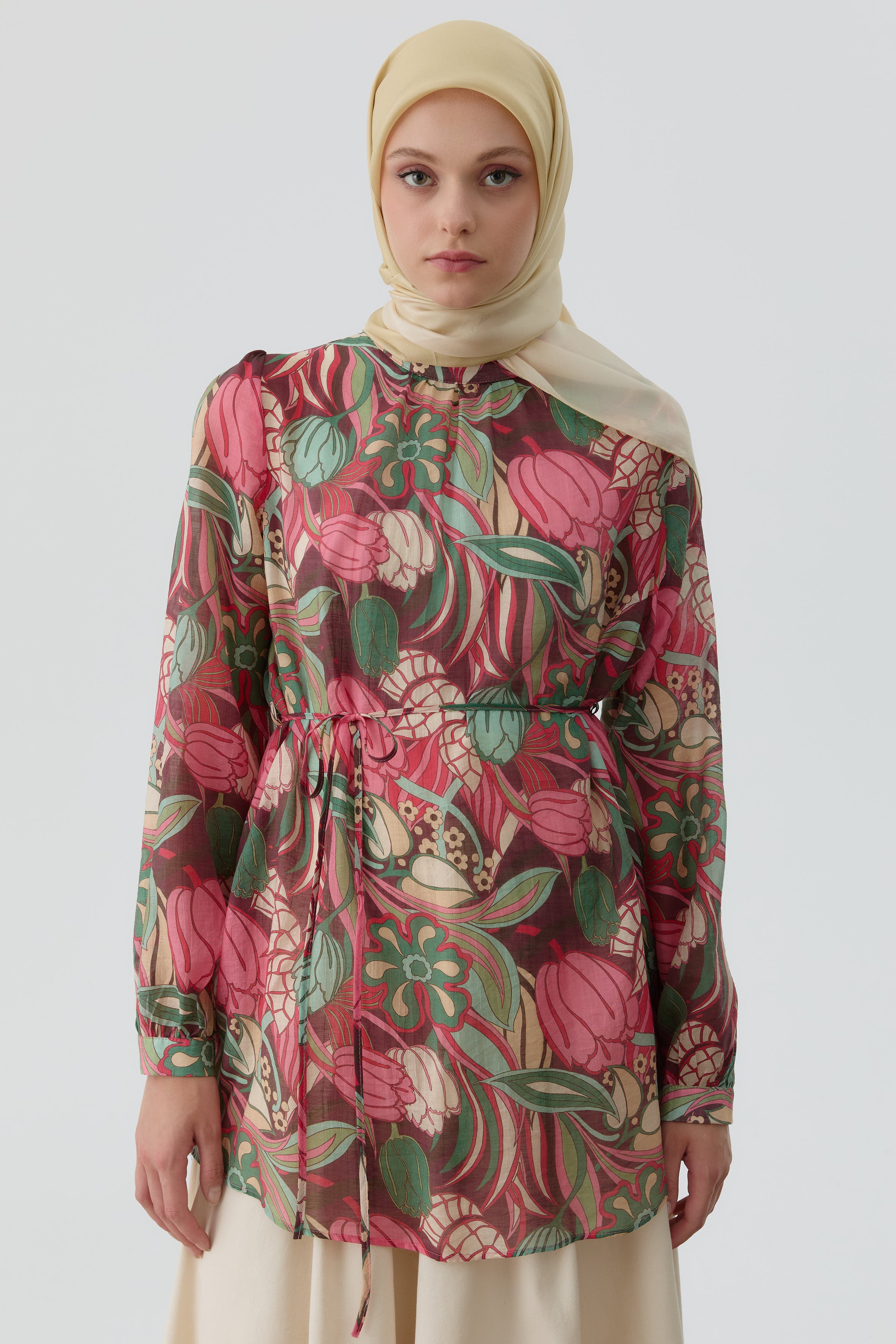 Desenli Bluz - Pembe TUGBA