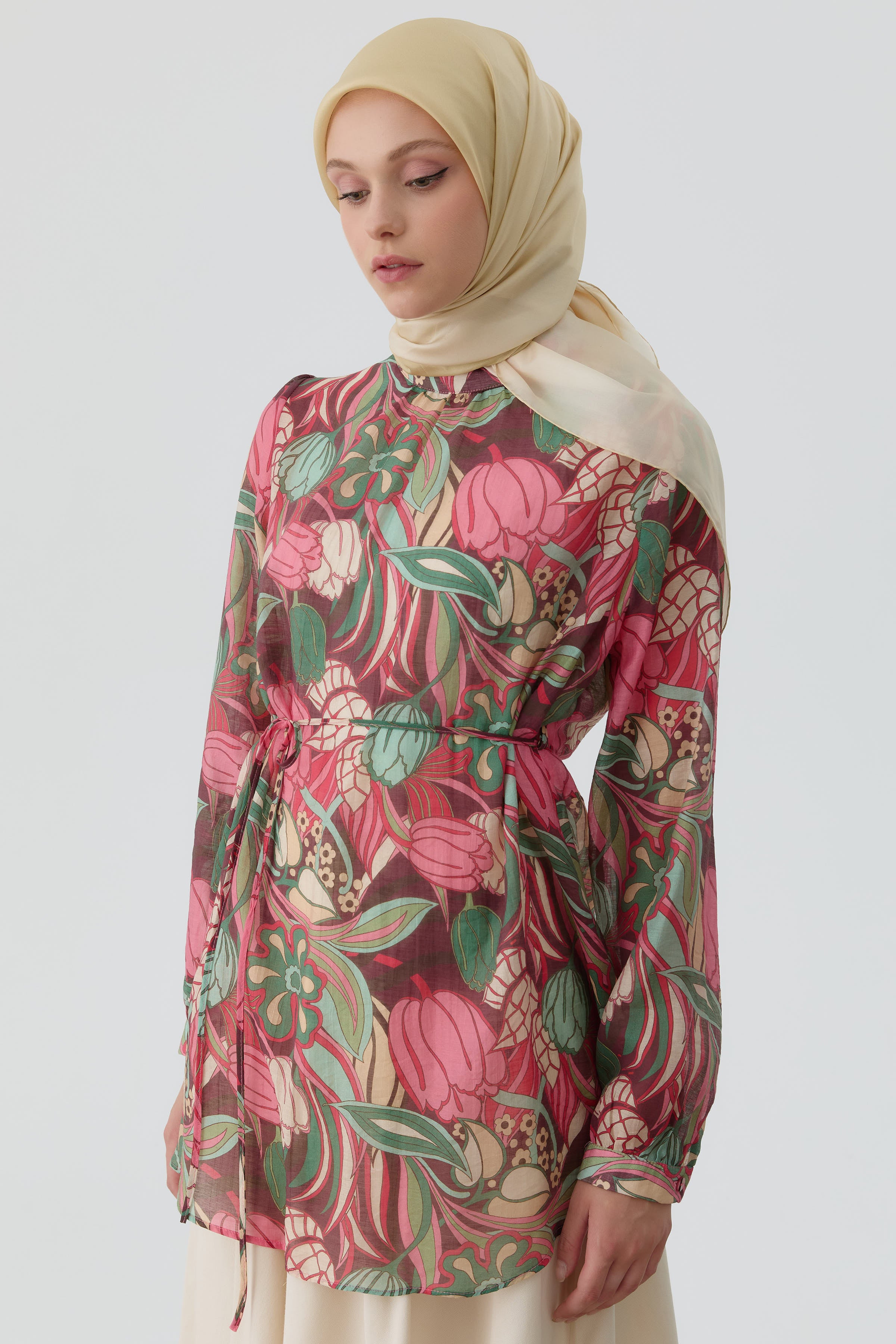 Desenli Bluz - Pembe TUGBA