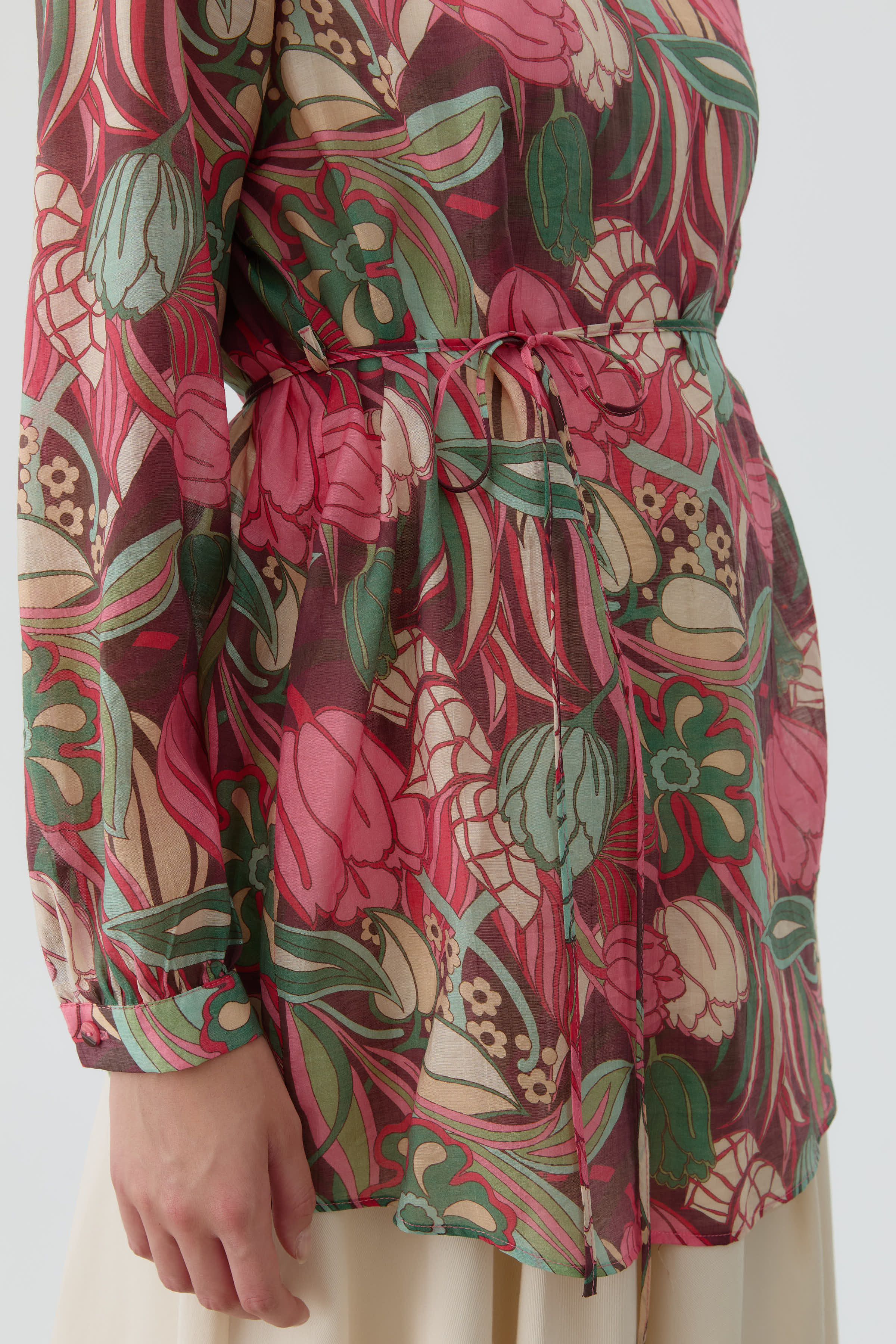 Desenli Bluz - Pembe TUGBA