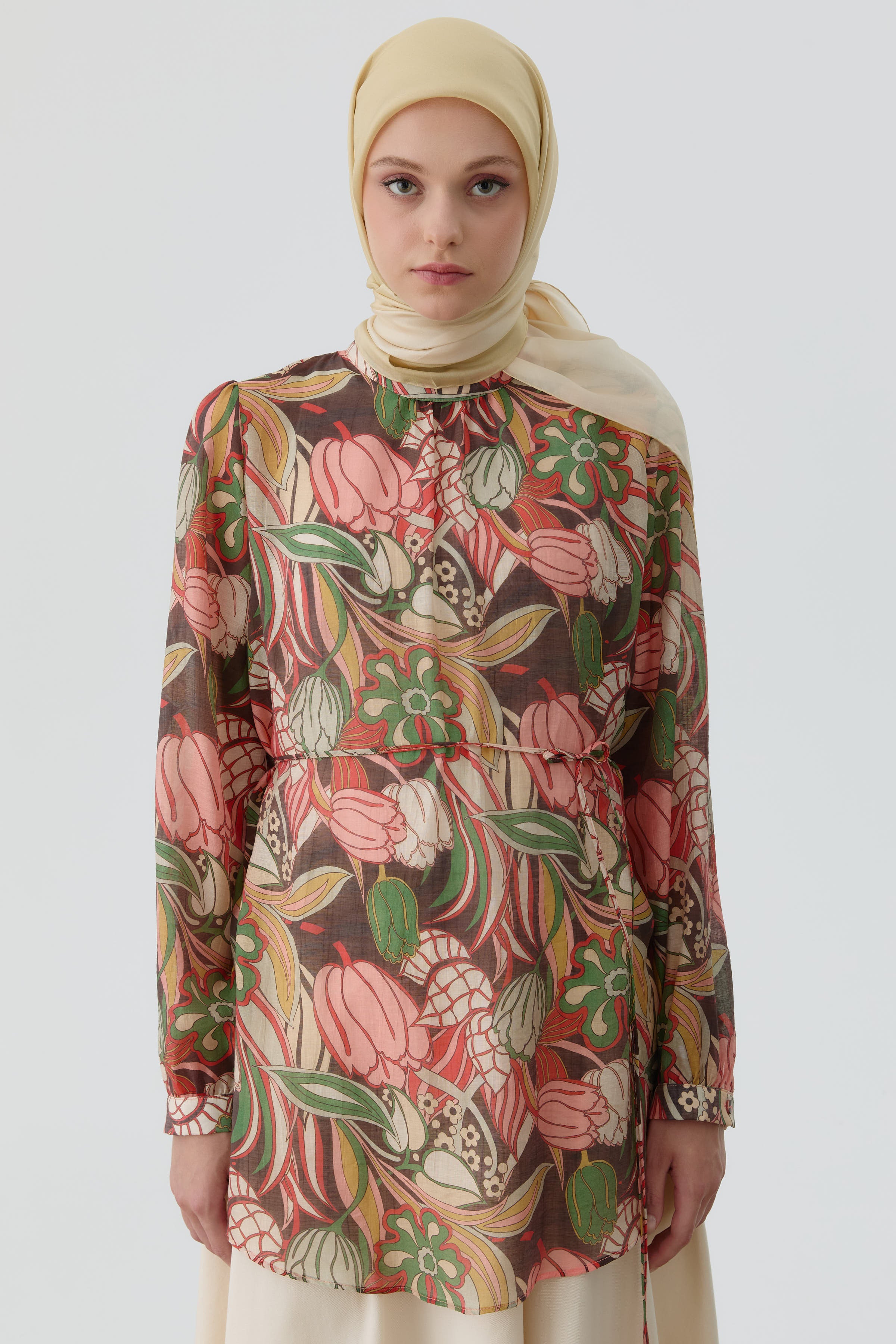 Desenli Bluz - Somon TUGBA