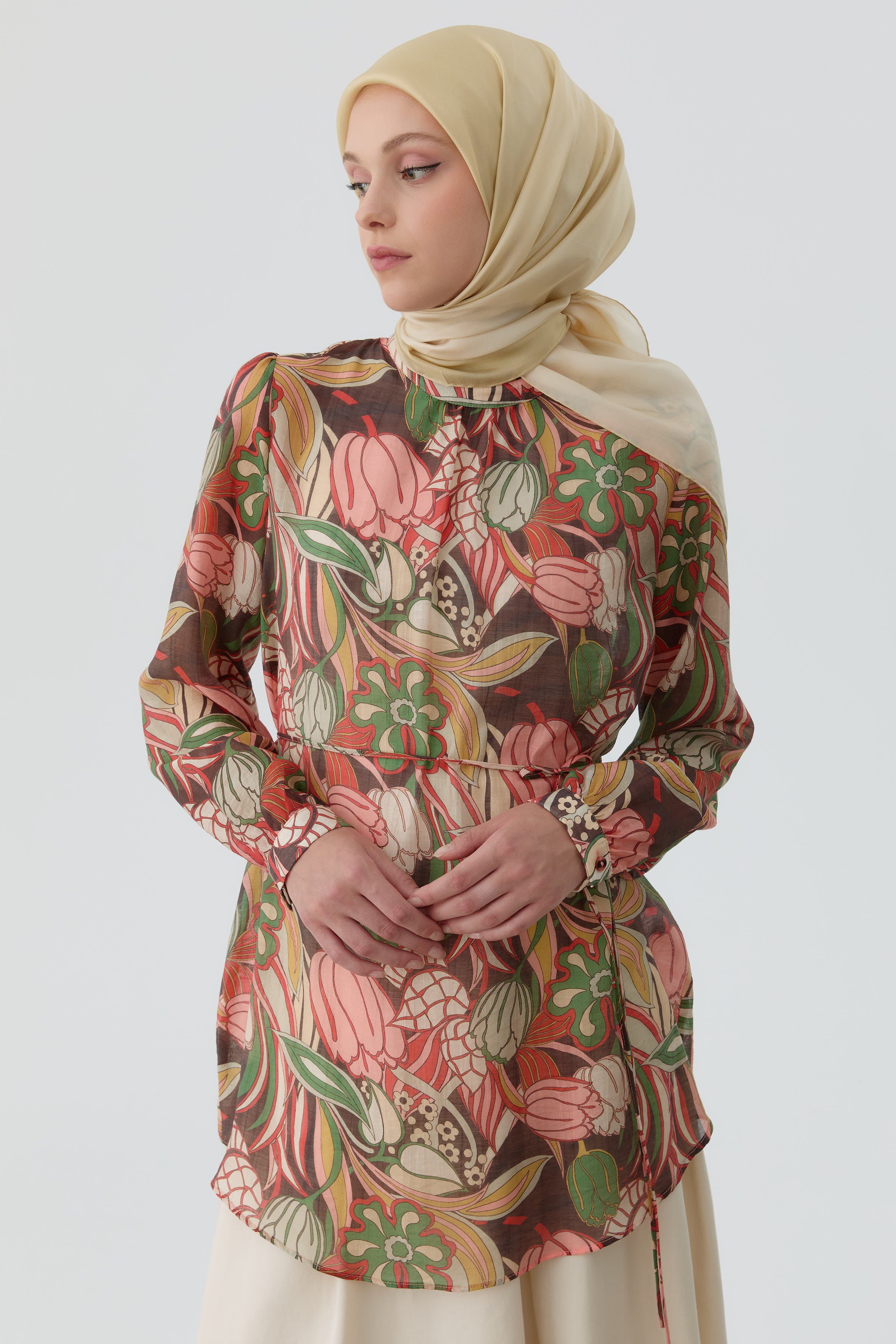 Desenli Bluz - Somon TUGBA