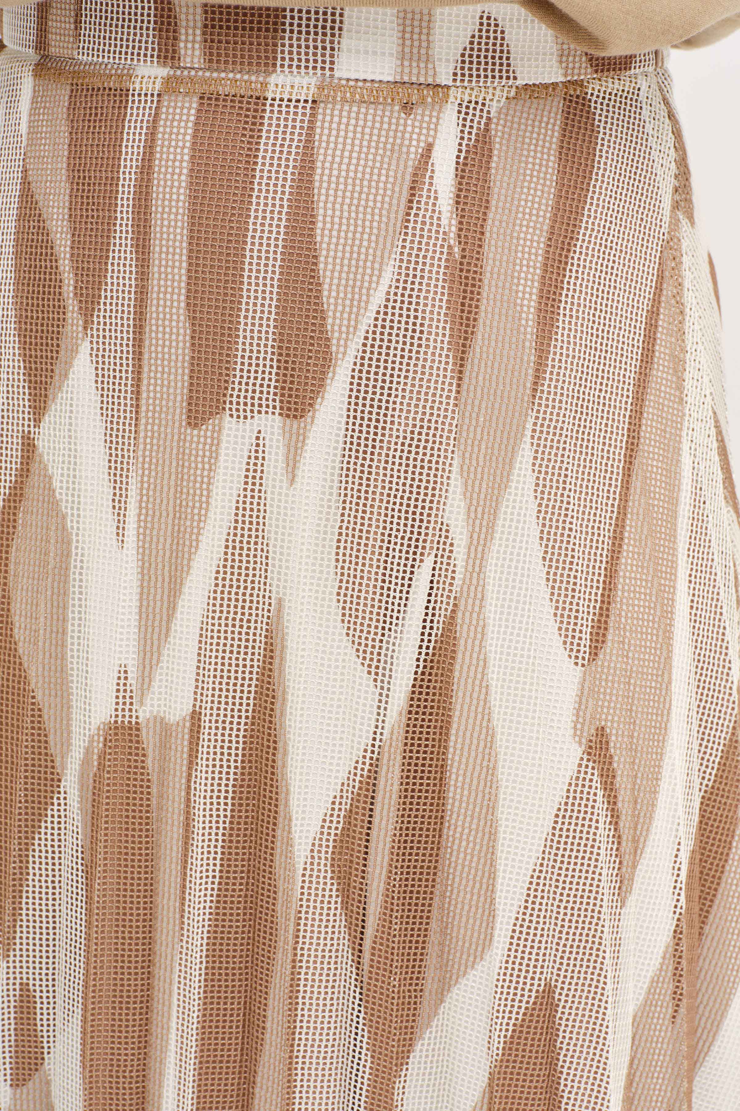 Desenli File Plisoley Etek - Kahve TUGBA