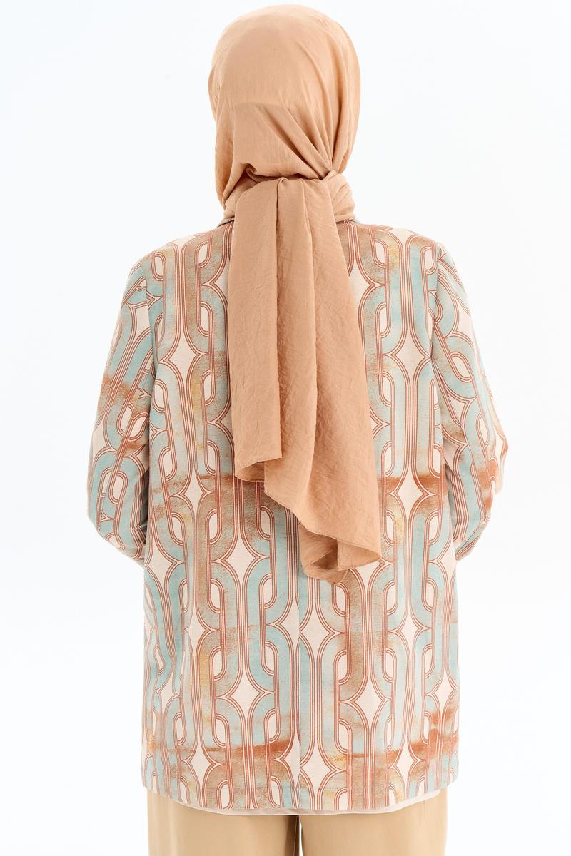 Desenli Kol Bant Detaylı Ceket - Mint TUGBA