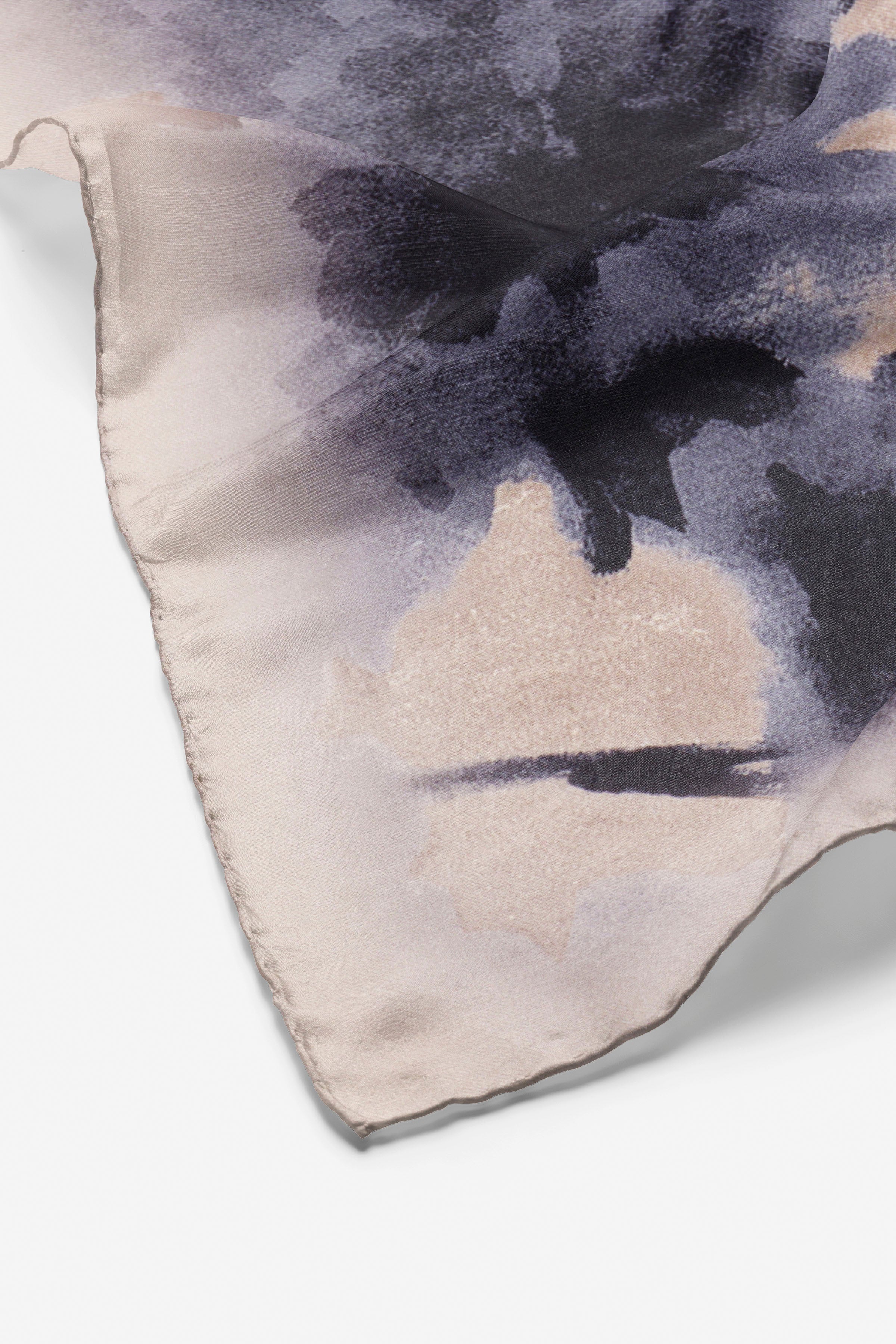 Desenli Twill İpek Eşarp - Mavi TUGBA