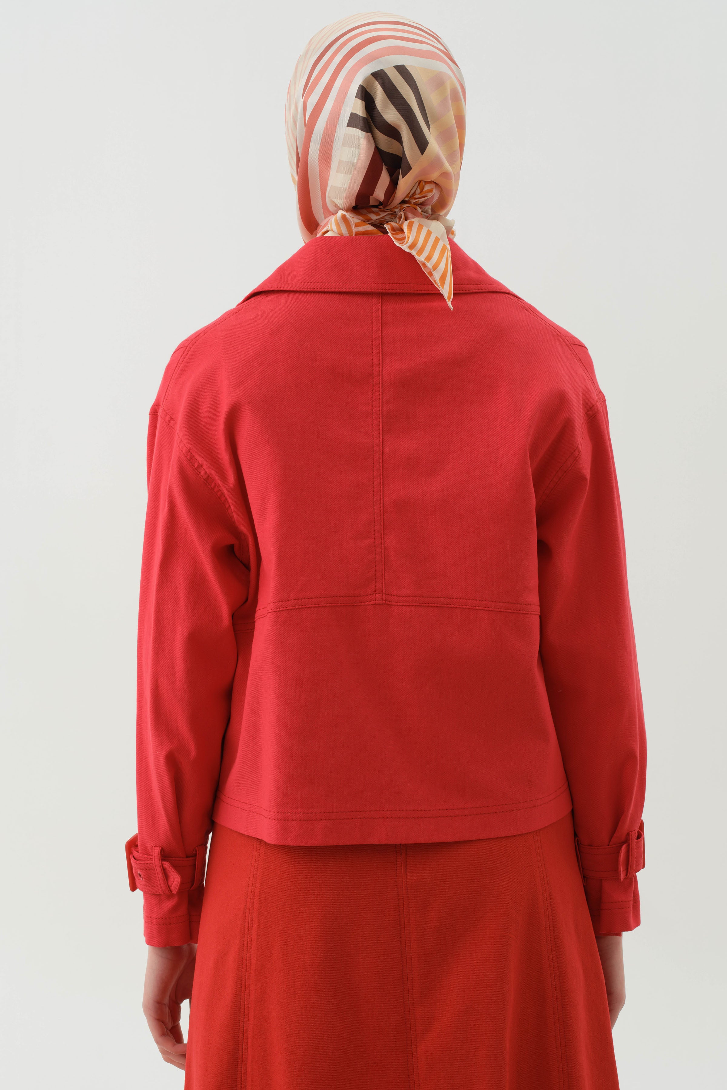 Dikiş Detaylı Kol Bantlı Ceket - Kırmızı TUGBA