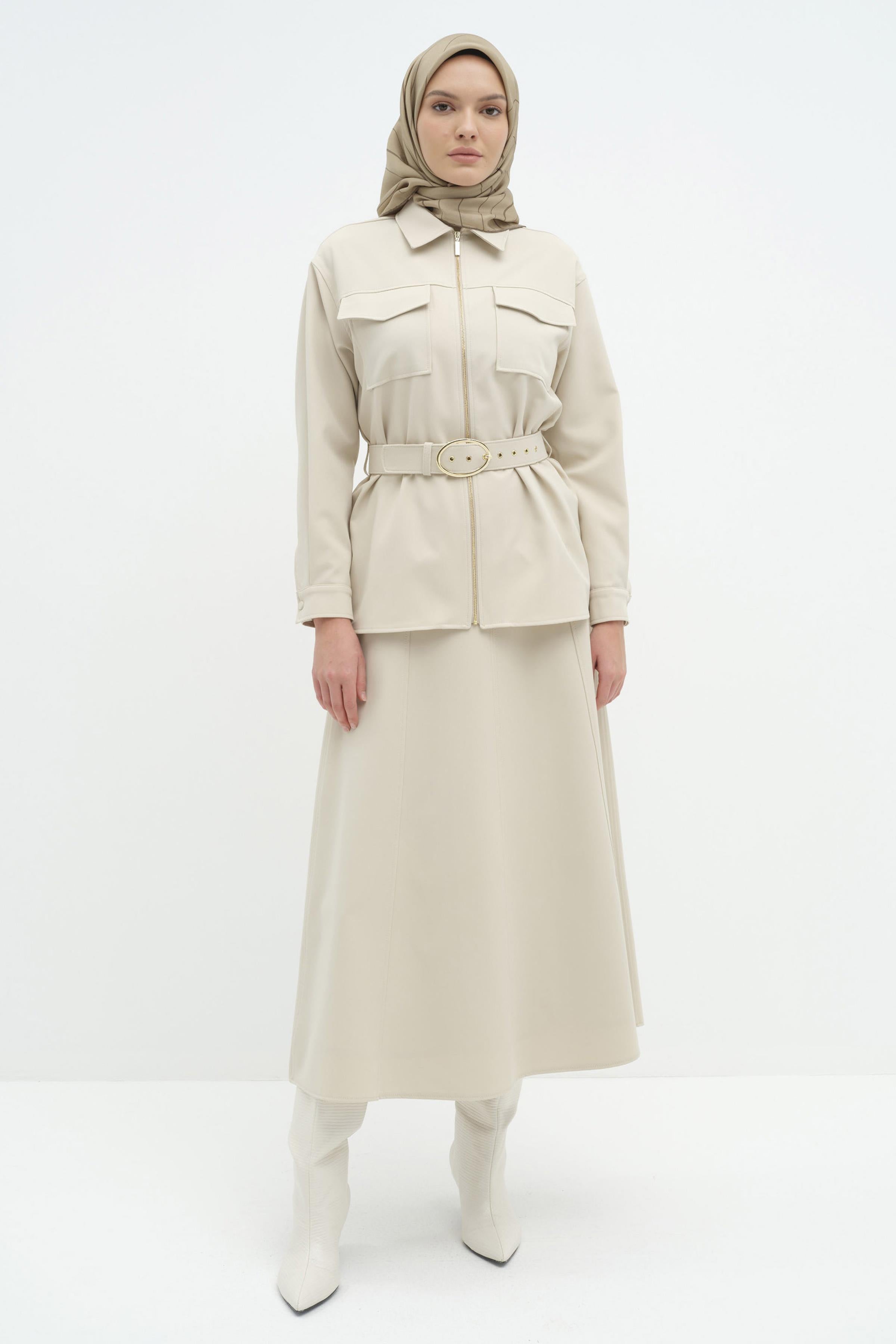 Dikişli Sekiz Parçalı Etek - Taş TUGBA