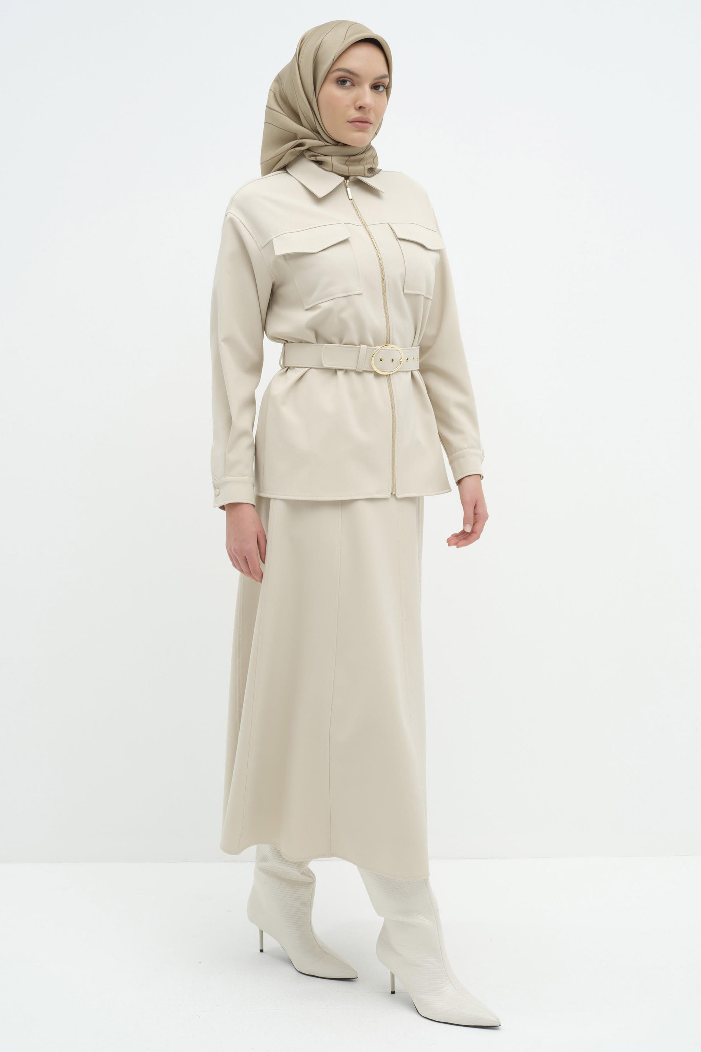 Dikişli Sekiz Parçalı Etek - Taş TUGBA