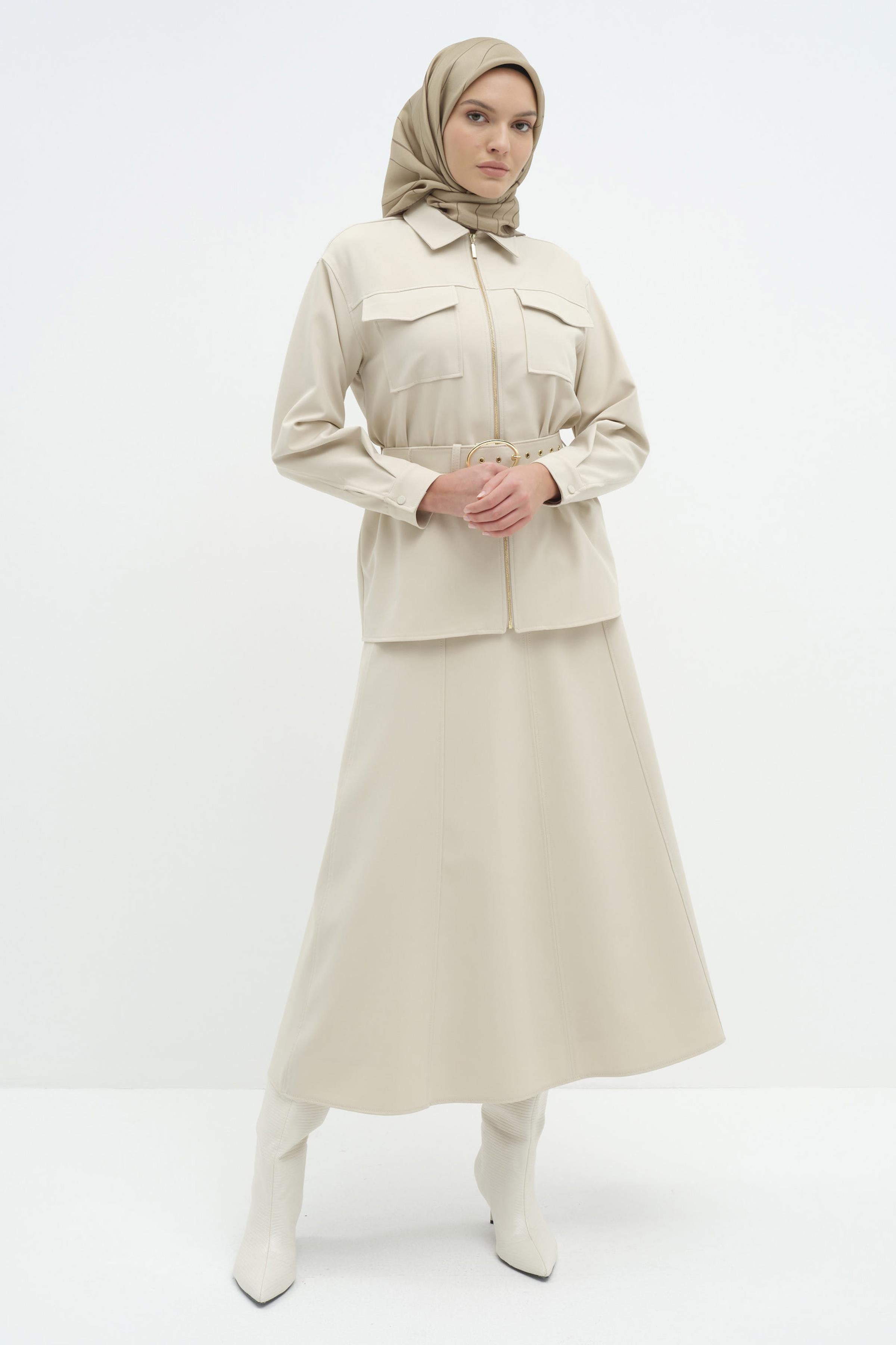 Dikişli Sekiz Parçalı Etek - Taş TUGBA