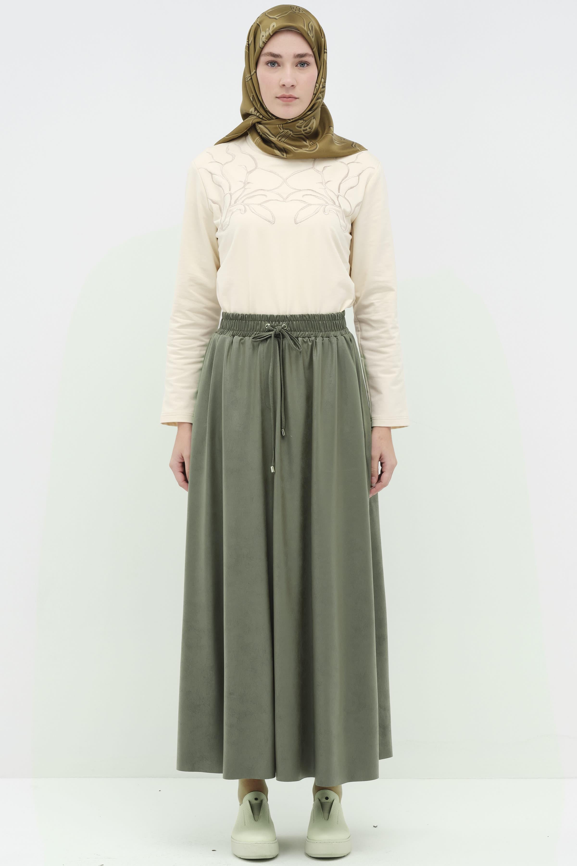 Dört Parçalı Cepli Etek - Haki TUGBA