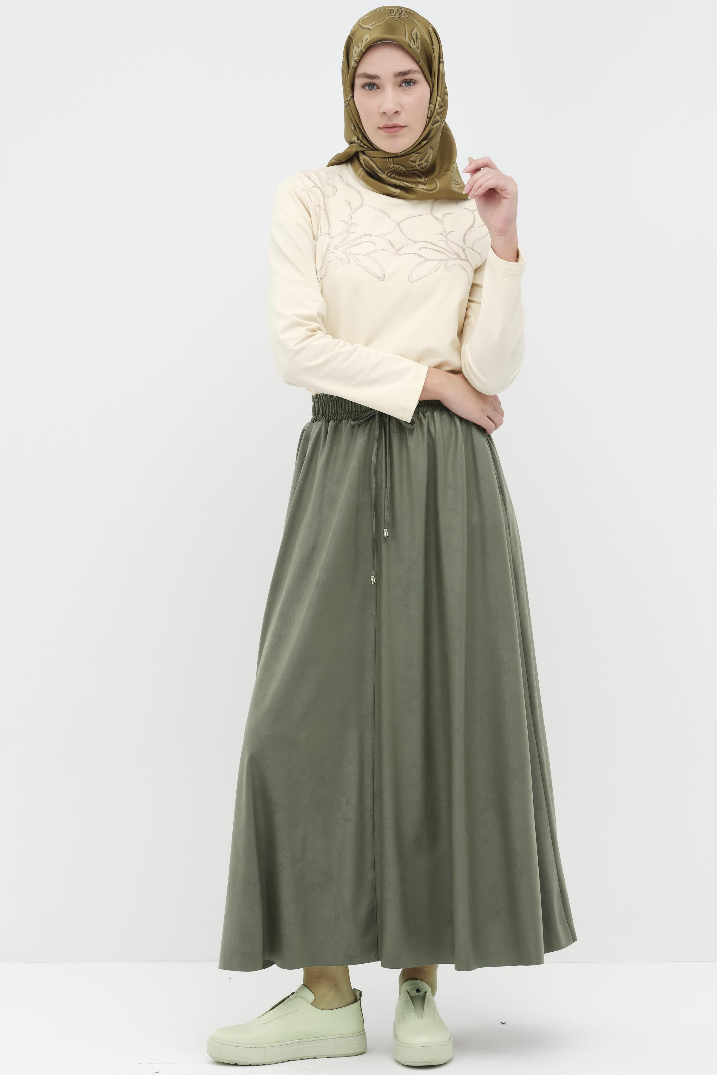 Dört Parçalı Cepli Etek - Haki TUGBA