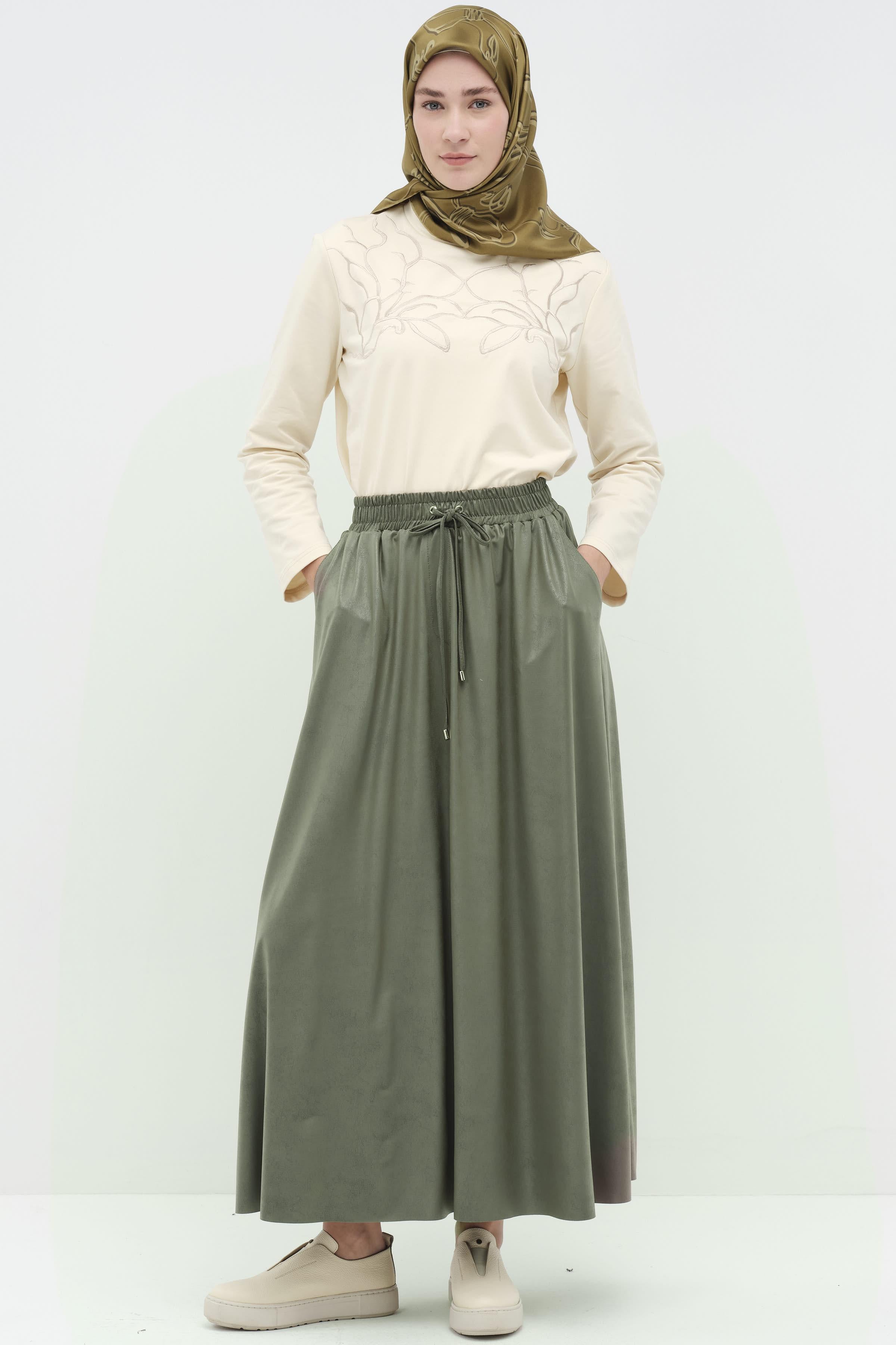 Dört Parçalı Cepli Etek - Haki TUGBA