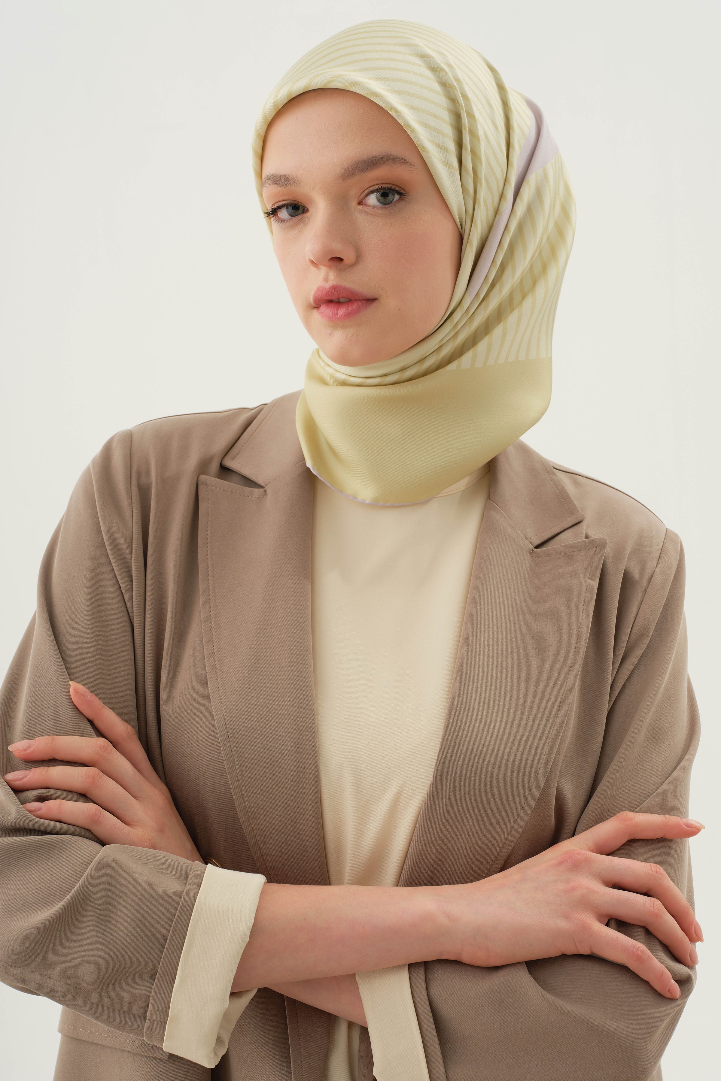 Duble Kollu Kombinli Bluz Ceket Takım - Vizon TUGBA