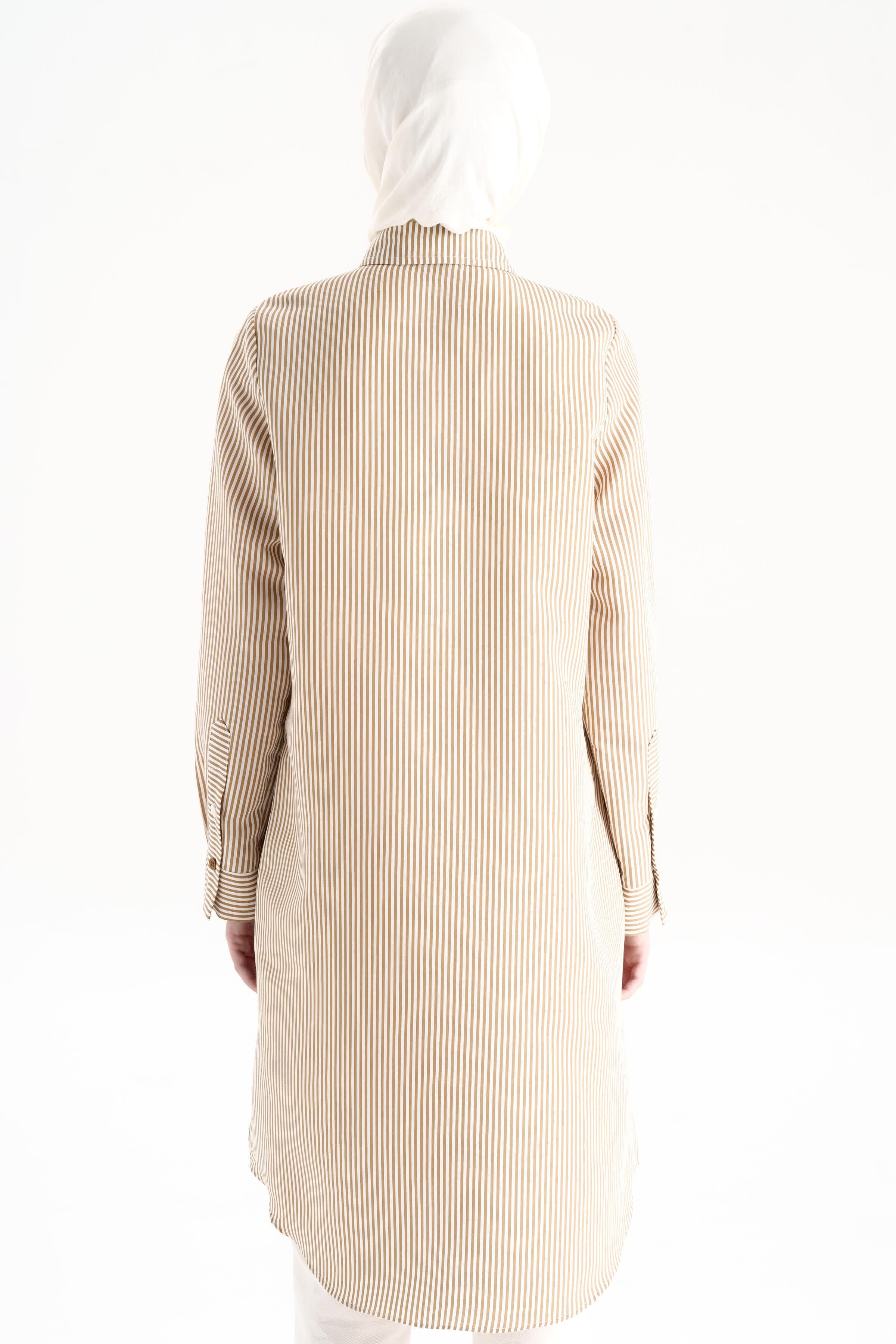 Düğme Detaylı Patlı Tunik - Camel TUGBA