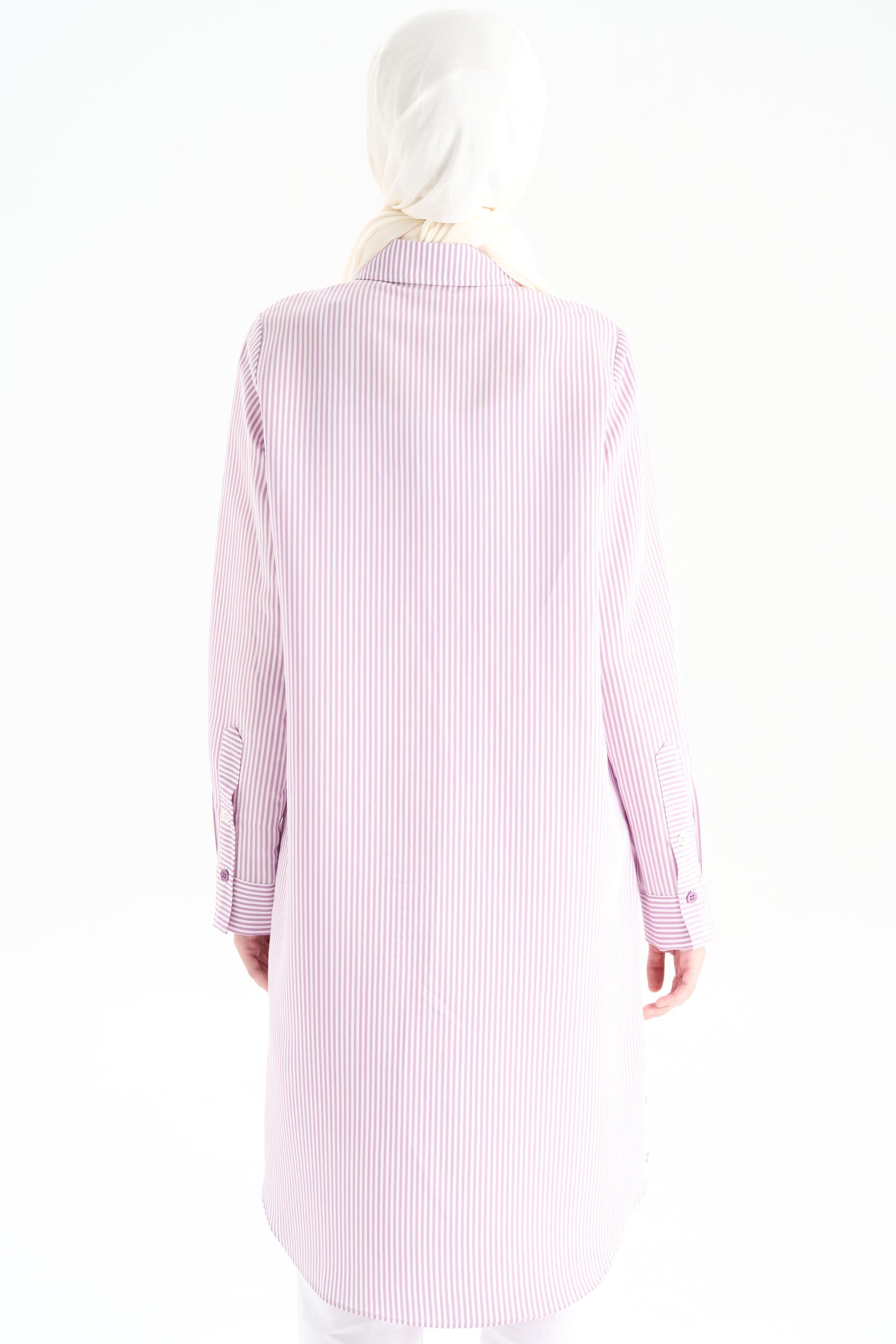 Düğme Detaylı Patlı Tunik - Lila TUGBA