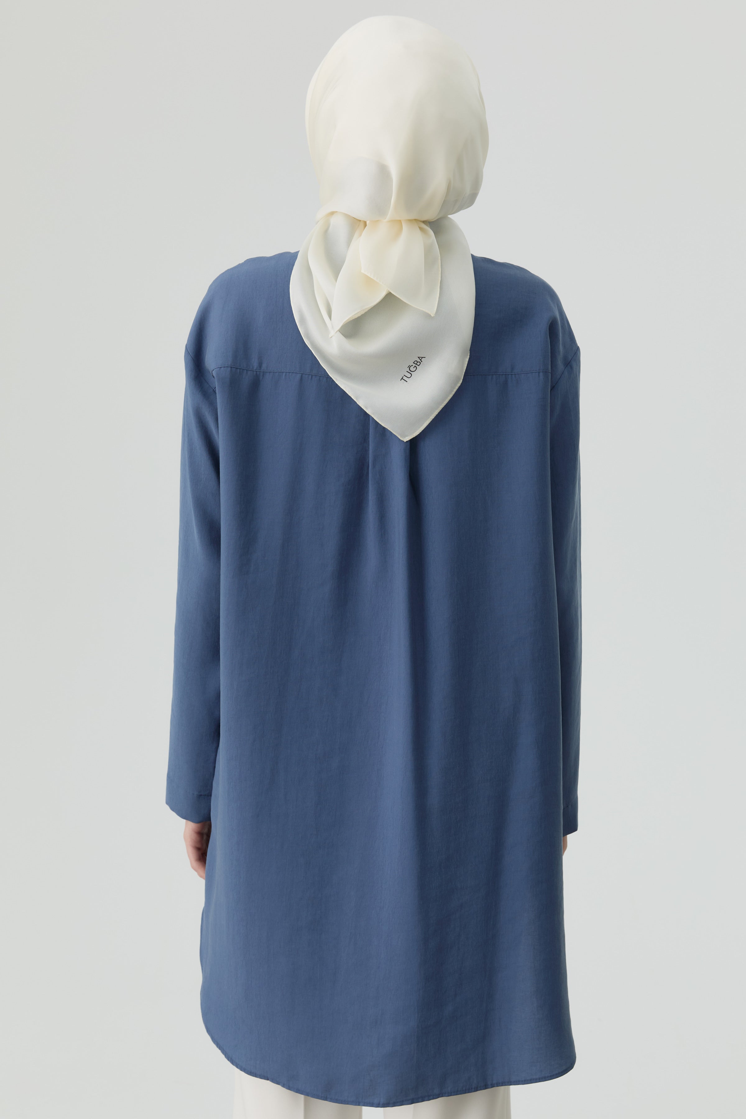 Düşük Kollu Cepli Tunik - İndigo TUGBA